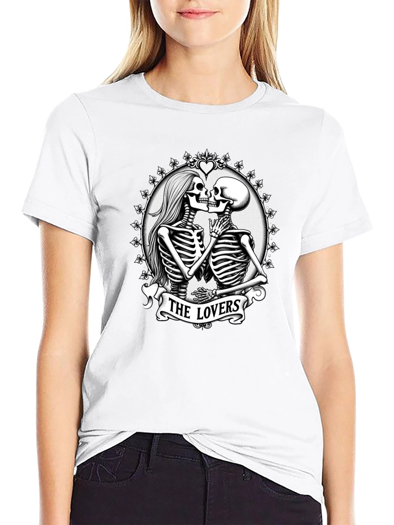 The Lovers Skeleton Graphic T-Shirt - Gothic Romance Tee - 9