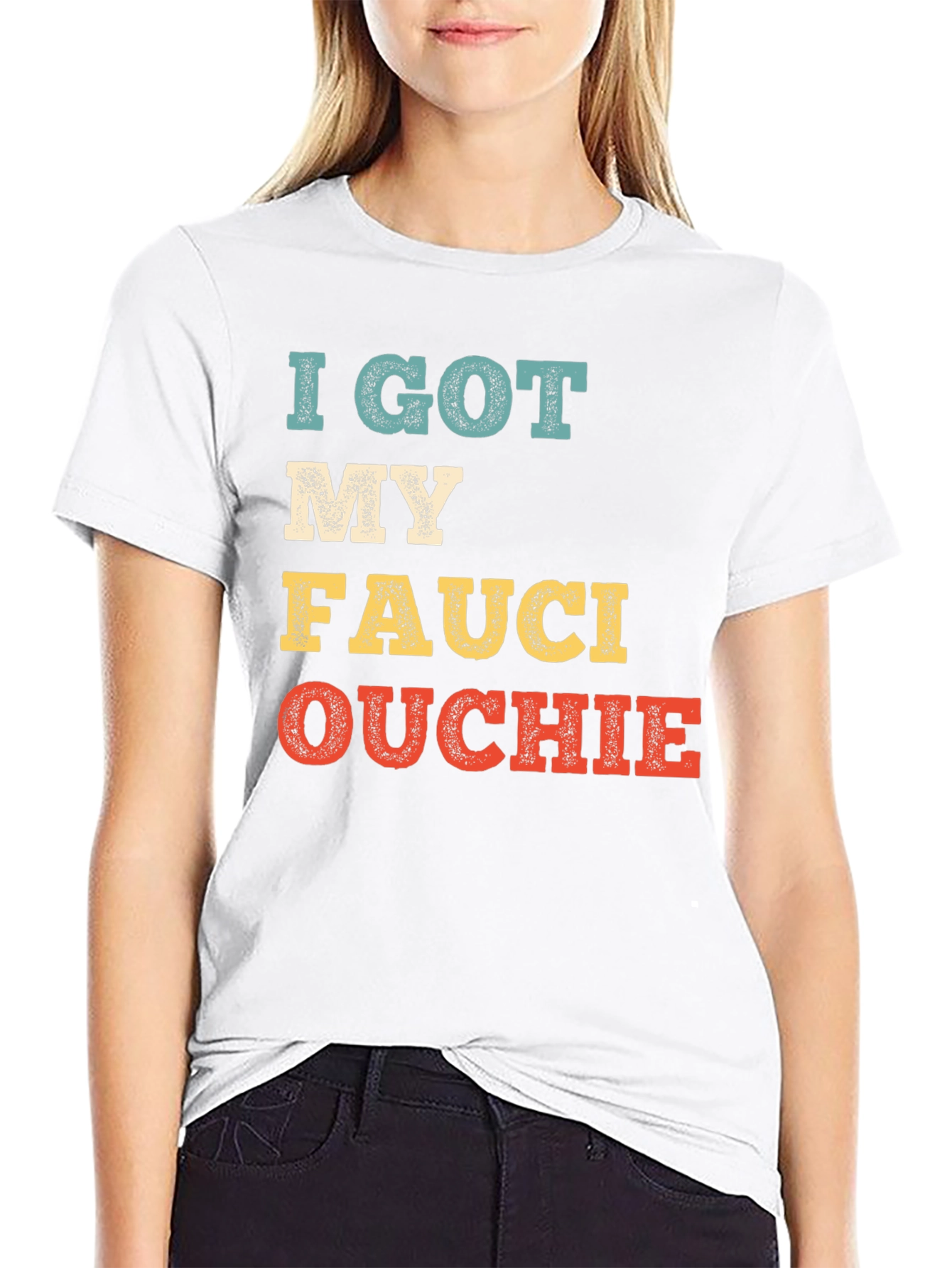 Black I Got My Fauci Ouchie T-Shirt view 9
