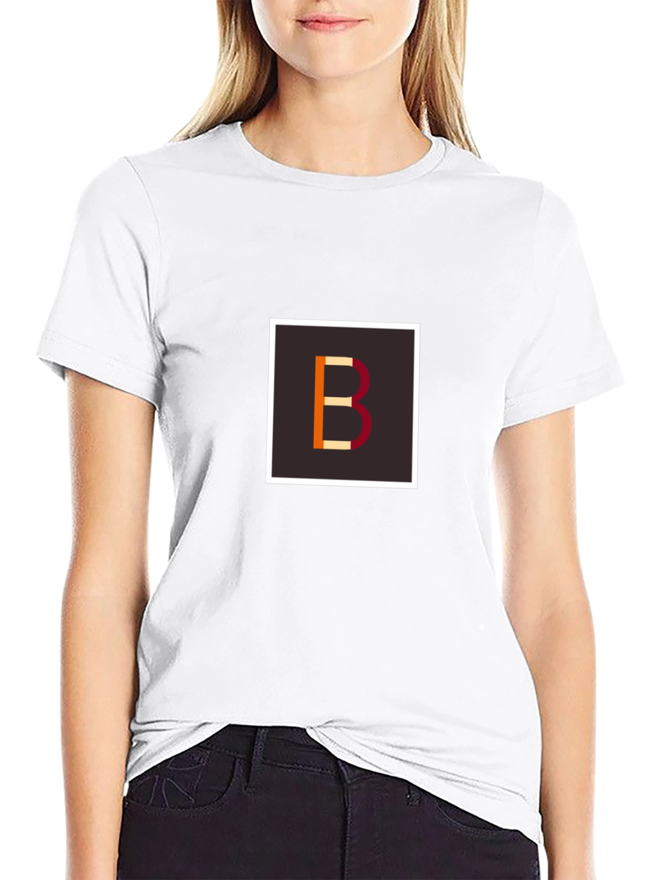 Black Modern Letter B Graphic Tee - Stylish Unisex Shirt view 9