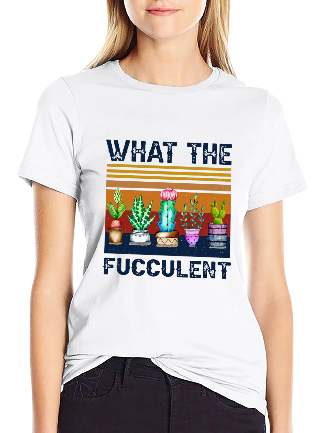 Black Funny Succulent Plant T-Shirt - What The Fucculent view 9