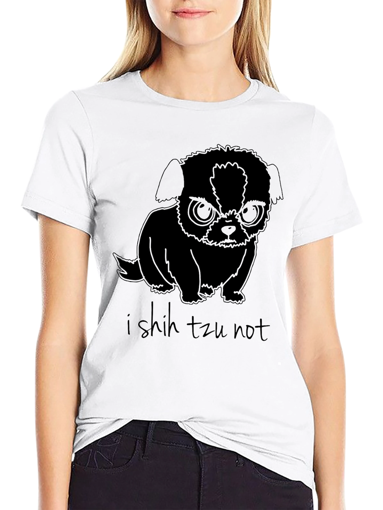 Black I Shih Tzu Not Funny Dog Graphic T-Shirt view 9