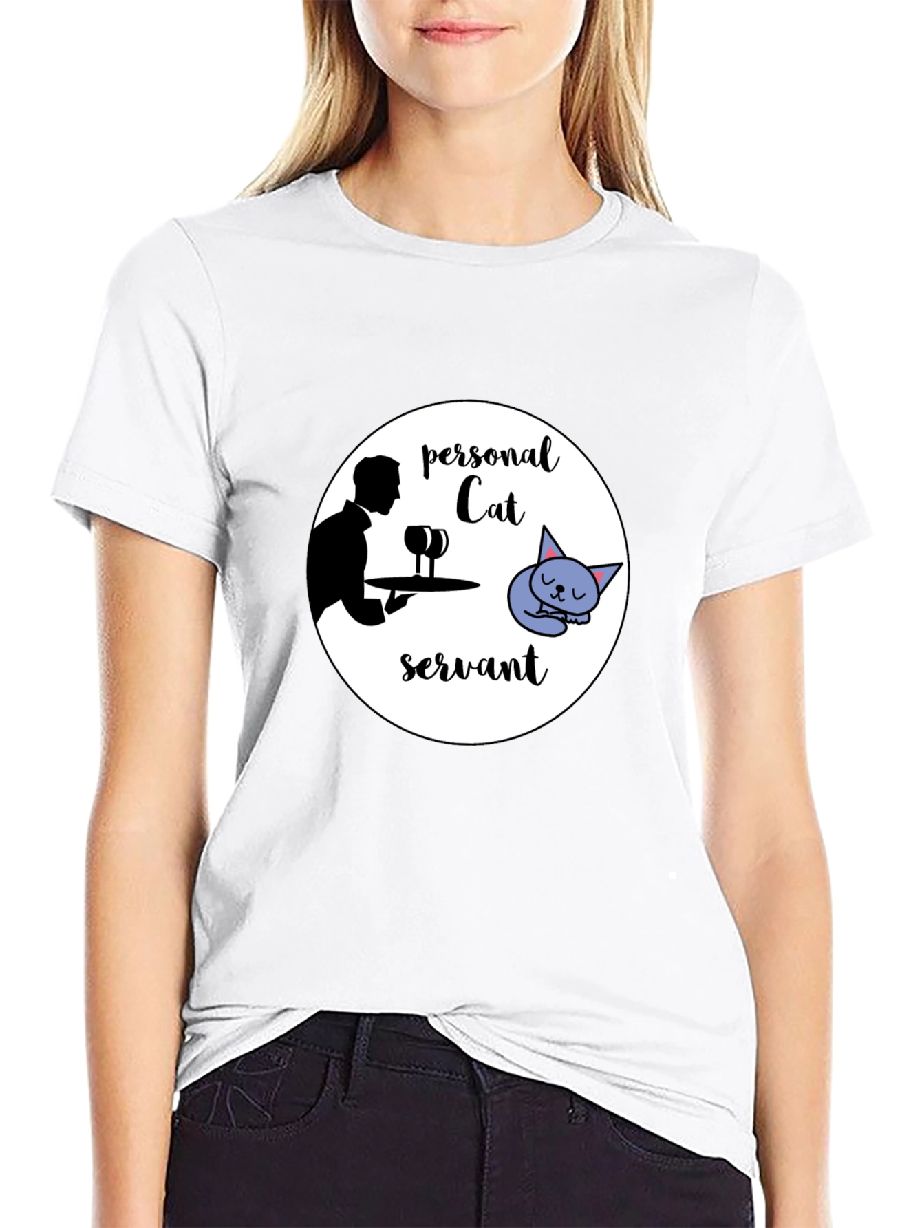 Black Personal Cat Servant Graphic Tee view 9