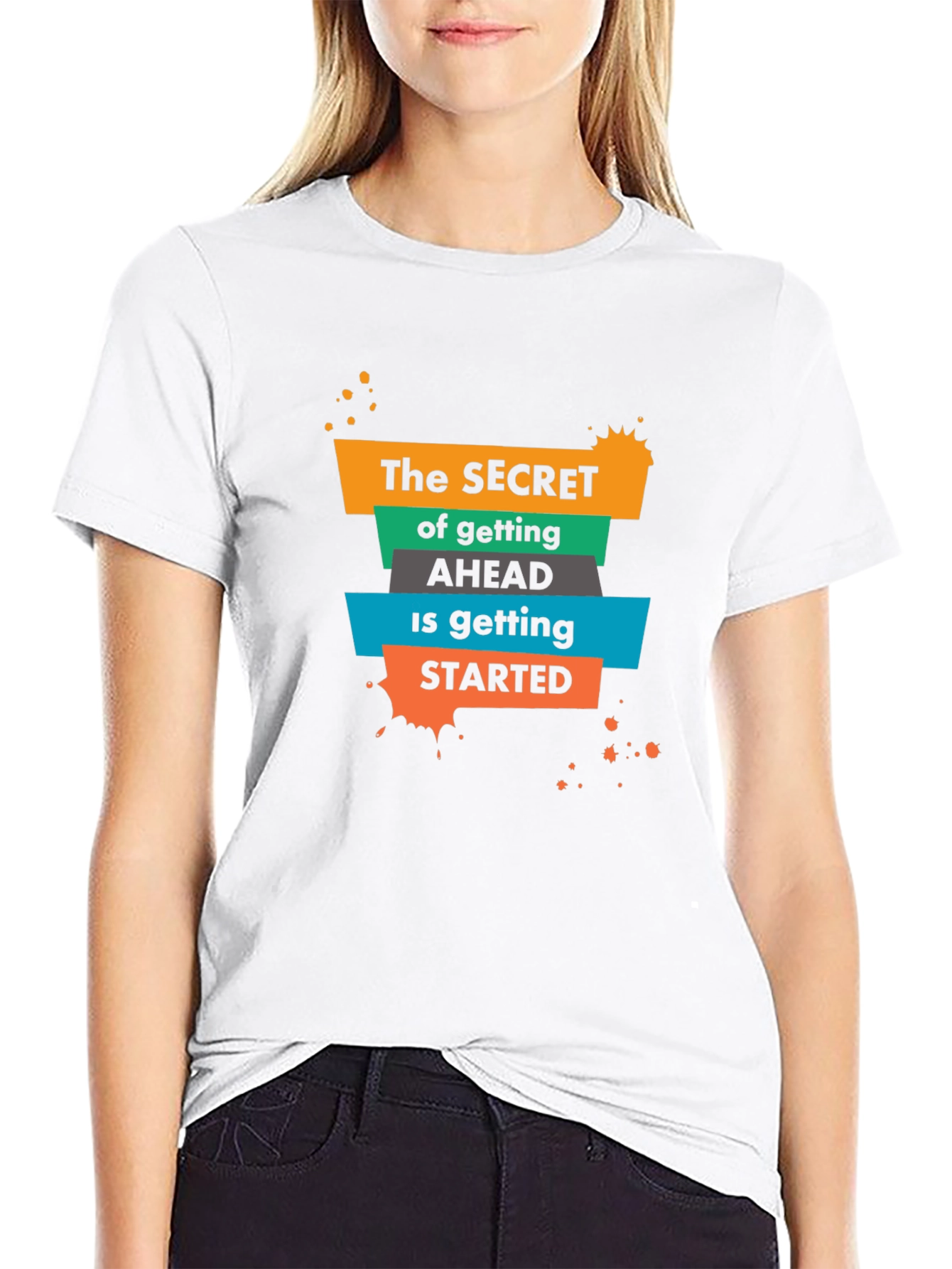 Black Inspirational Graphic T-Shirt - The Secret to Getting Ahead view 9