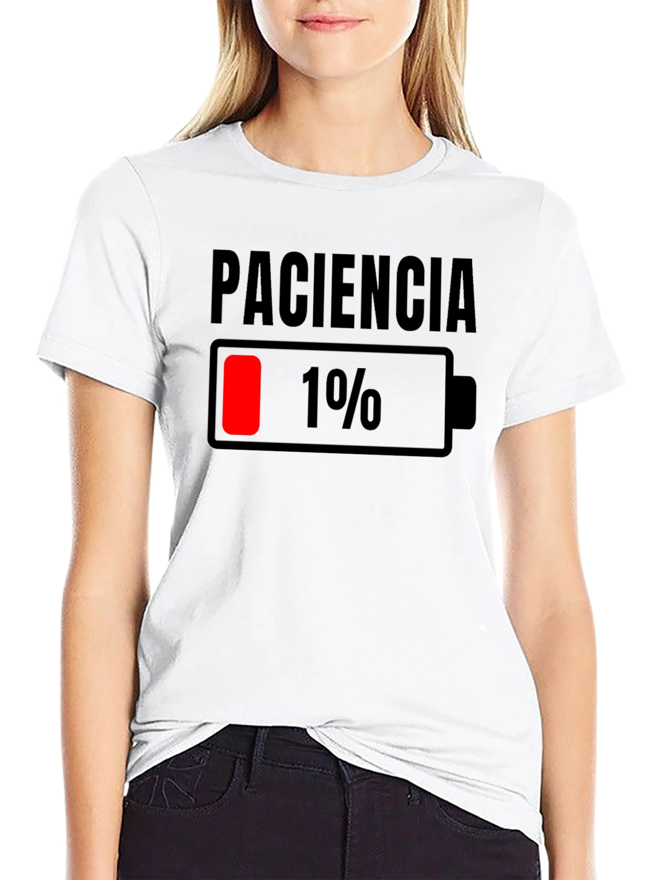 Black Paciencia Low Battery Graphic Tee - Funny Humor Shirt view 9