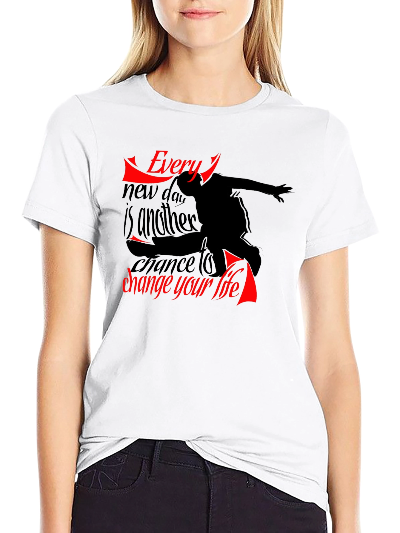 Black Inspirational Graphic Tee: Change Your Life T-Shirt view 9