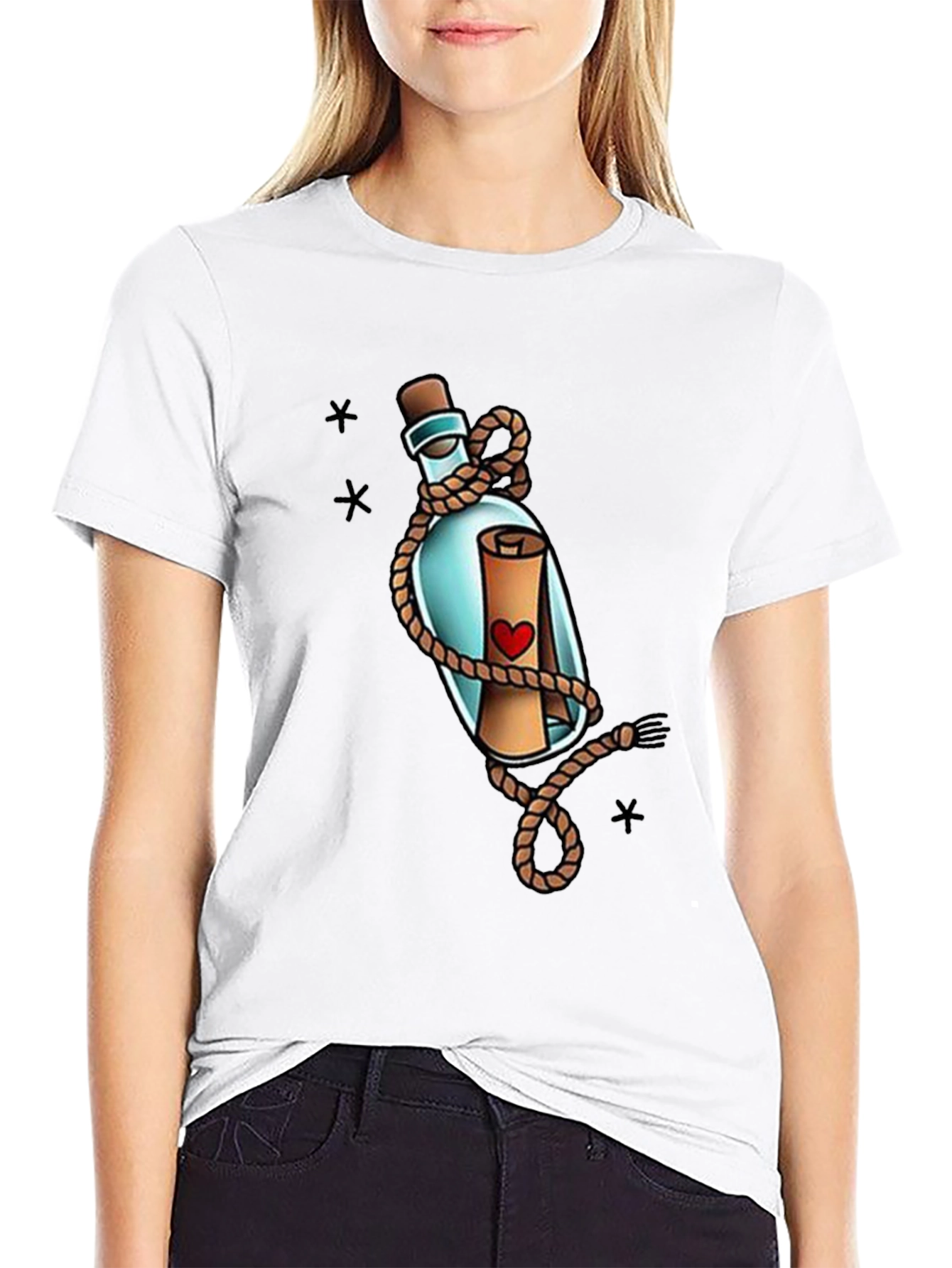 Black Message in a Bottle Graphic Tee view 9