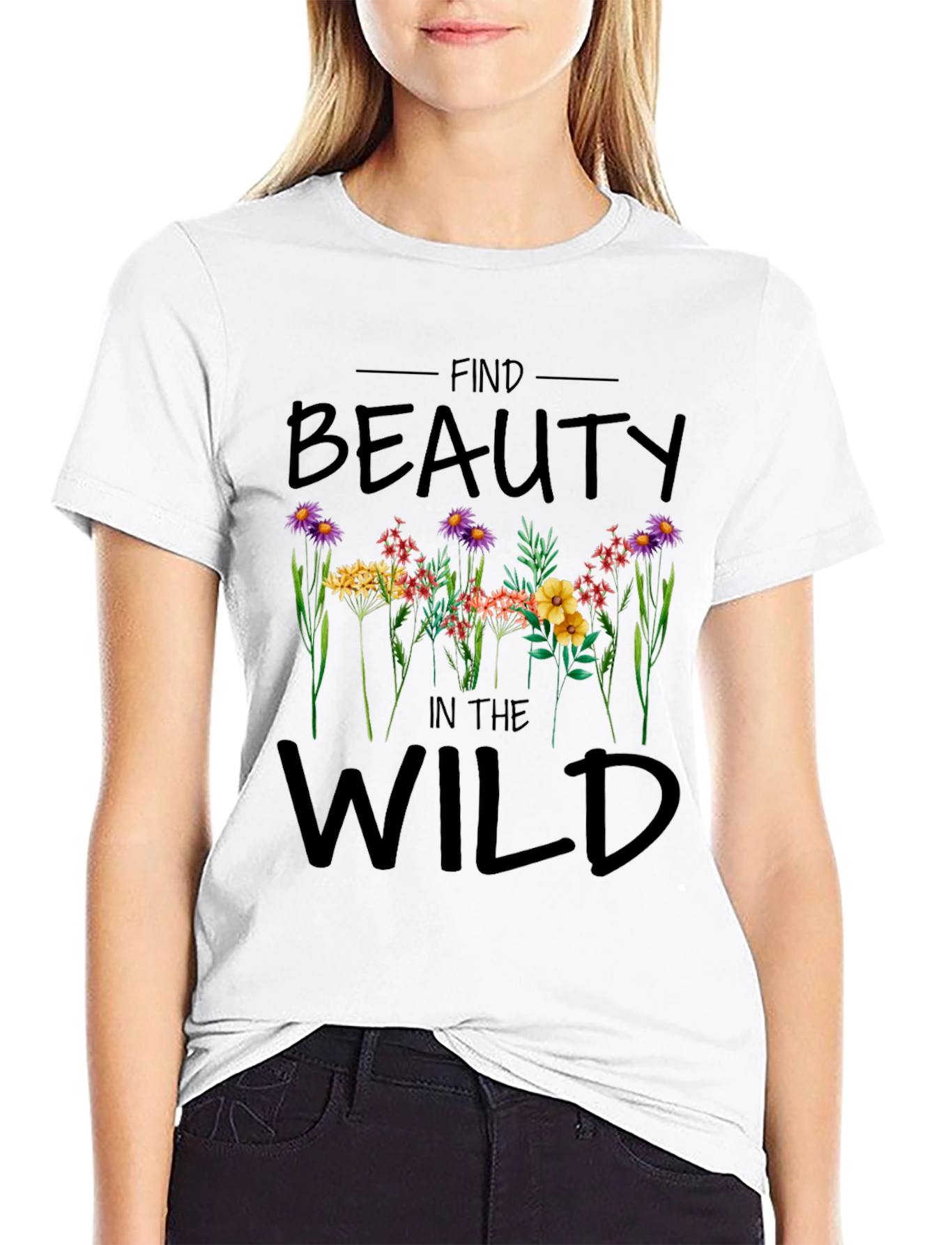 Black Find Beauty in the Wild Graphic T-Shirt view 9