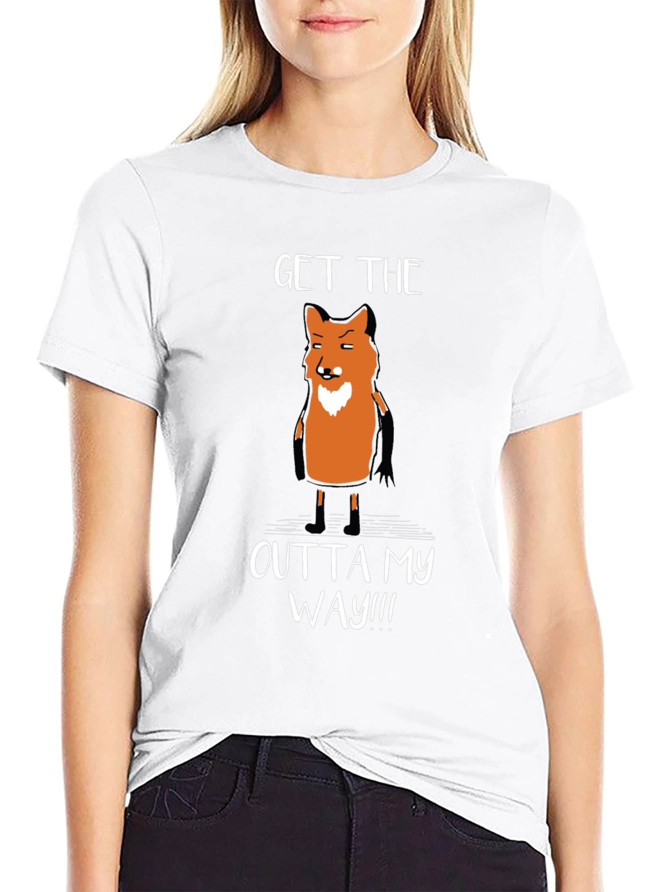 Black Funny Fox Graphic T-Shirt - Get Outta My Way! view 9