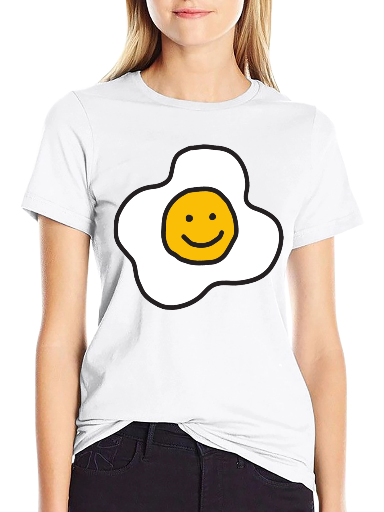 Black Sunny Side Up Smiley Face T-Shirt - Black view 9
