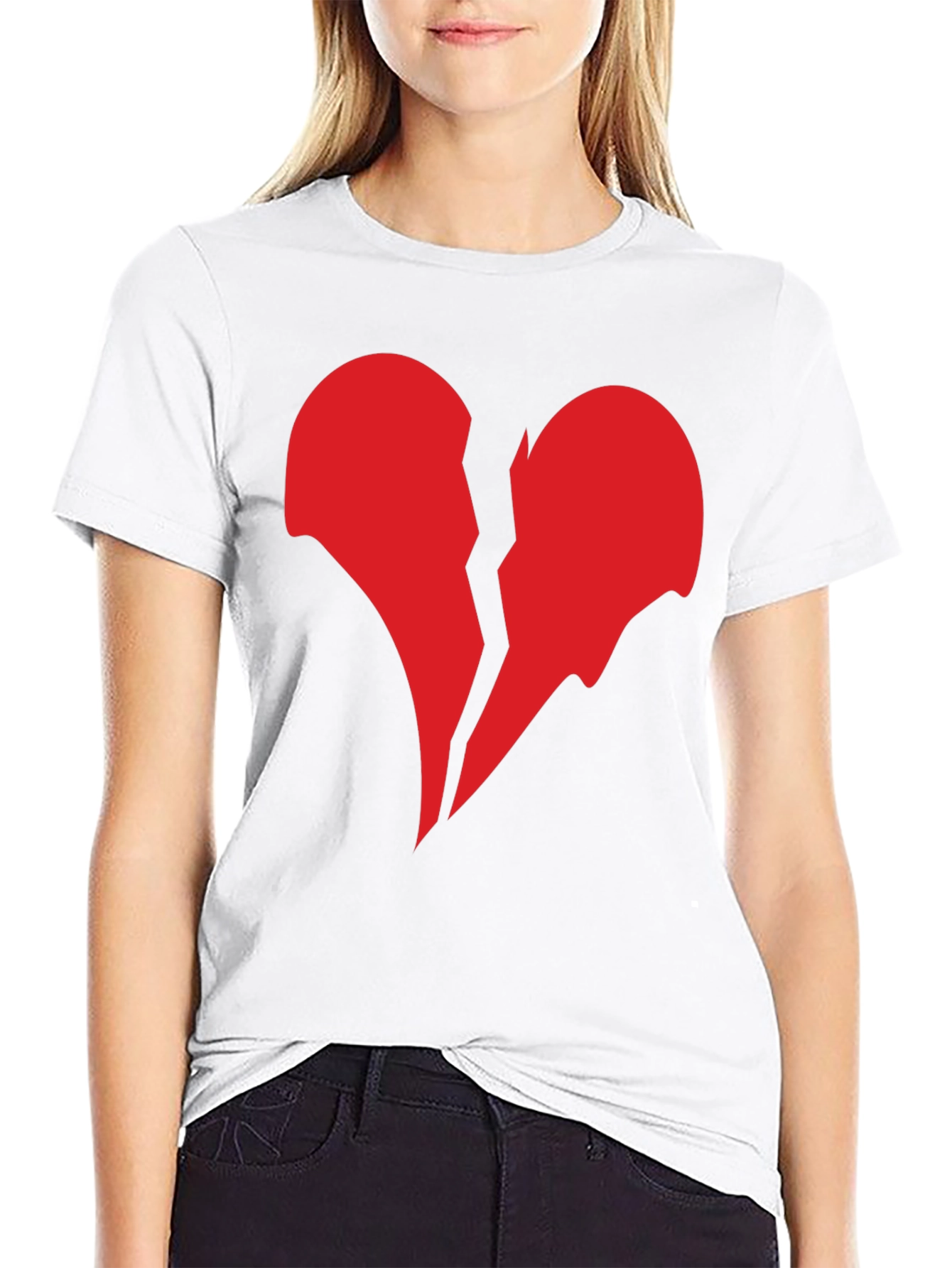 Black Broken Heart Graphic Black T-Shirt view 9