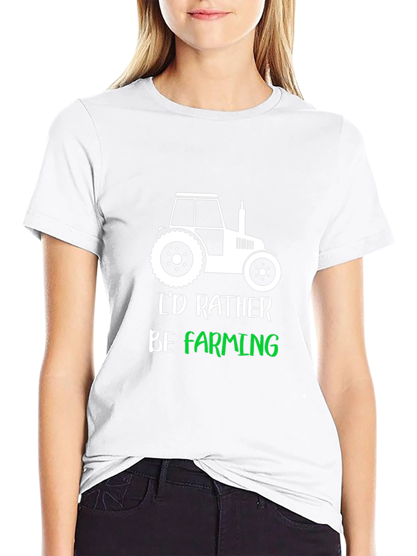 Black Farming T-Shirt: "I'd Rather Be Farming" Tee view 9