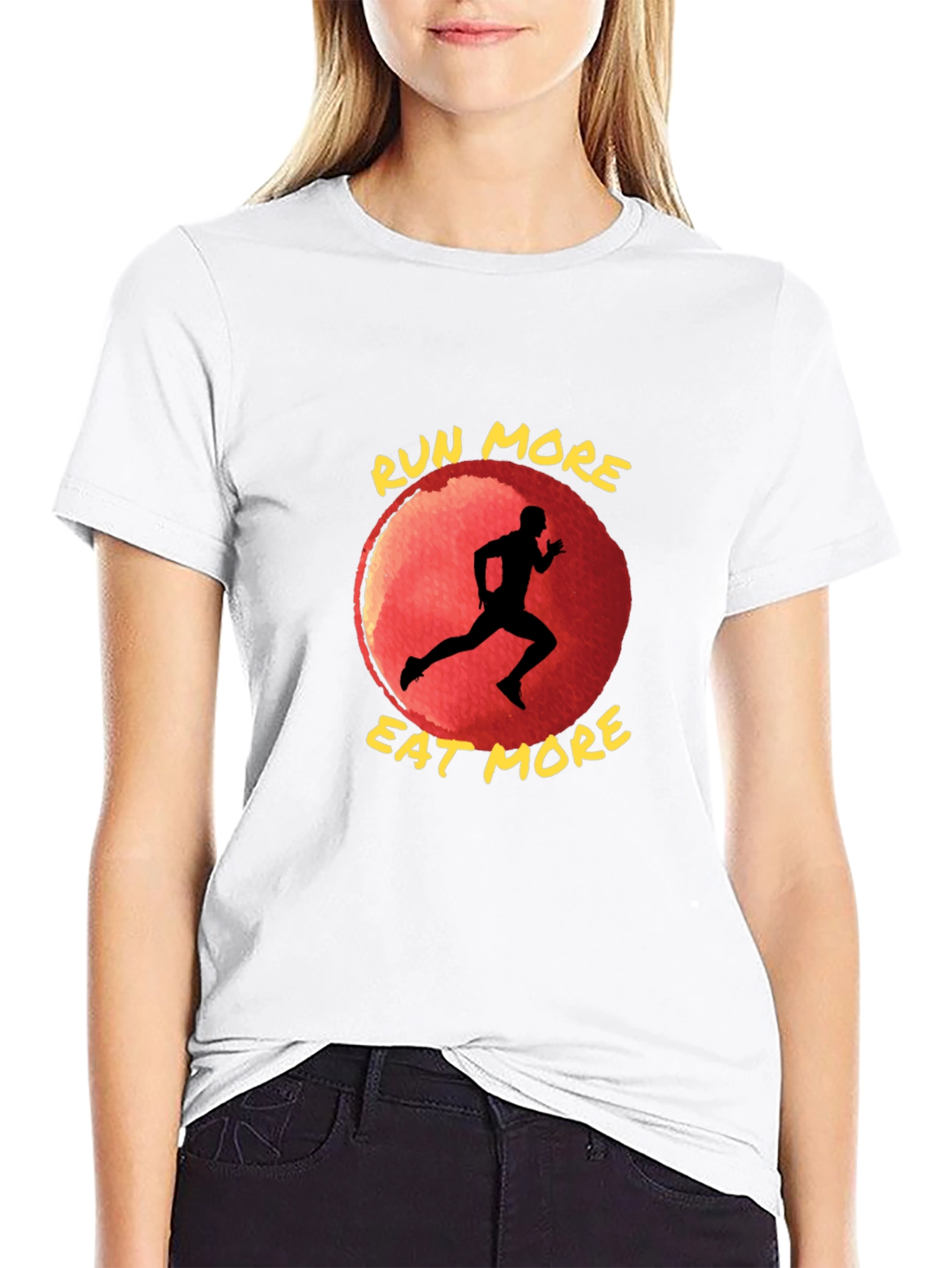 Black Run More Eat More T-Shirt: Motivational Fitness Tee view 9