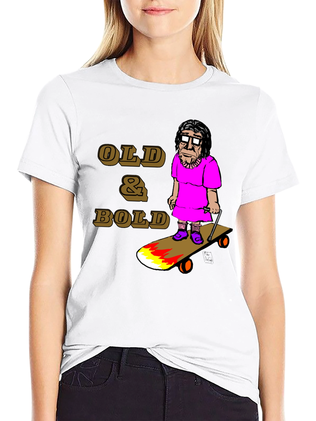 Black Old & Bold Skateboarder T-Shirt view 9