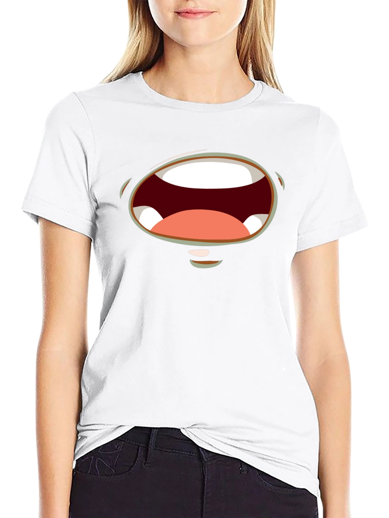 Black Funny Monster Mouth Graphic Black T-Shirt view 9