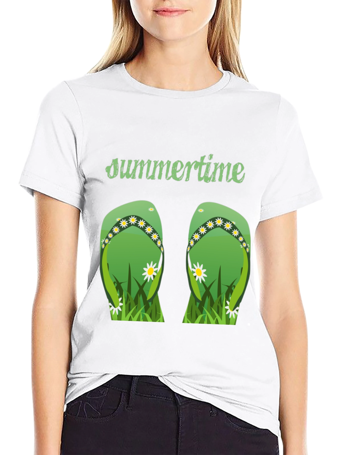 Black Summertime Flip Flop Graphic Tee view 9