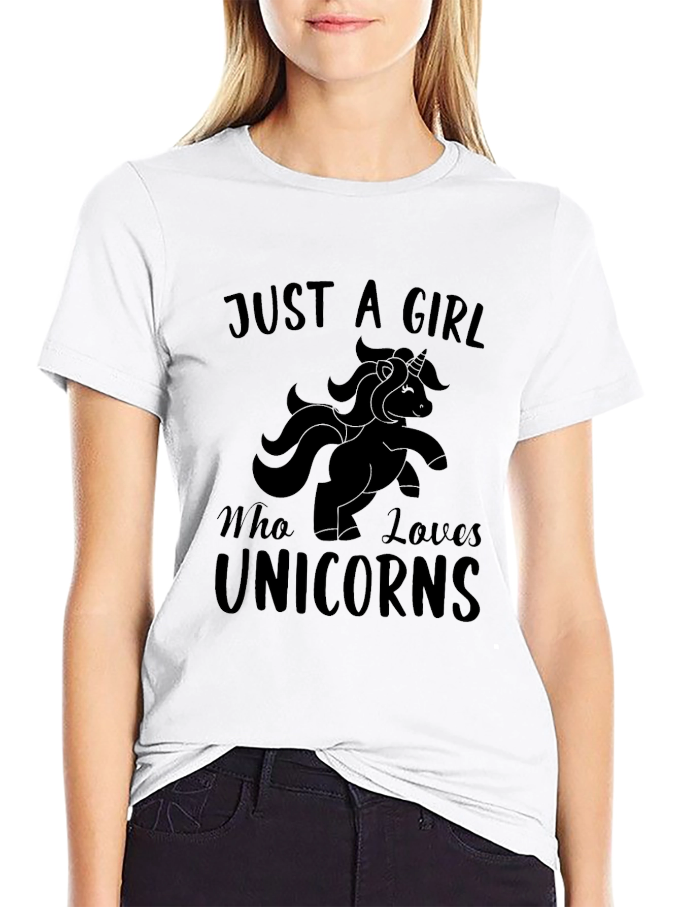 Black Just a Girl Who Loves Unicorns T-Shirt view 9