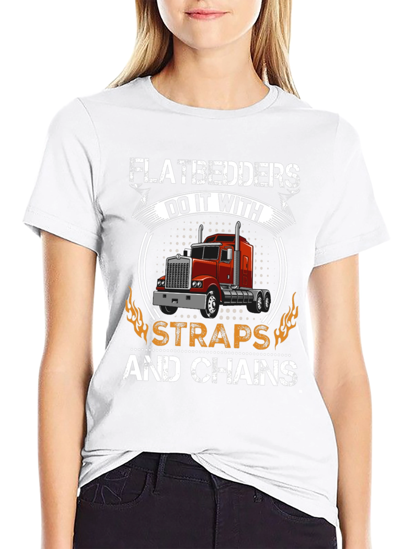 Black Flatbedders Straps & Chains T-Shirt - Trucker Tee view 9