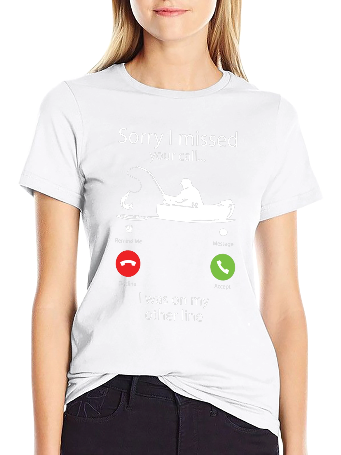 Black Sorry I Missed Your Call Fishing T-Shirt view 9