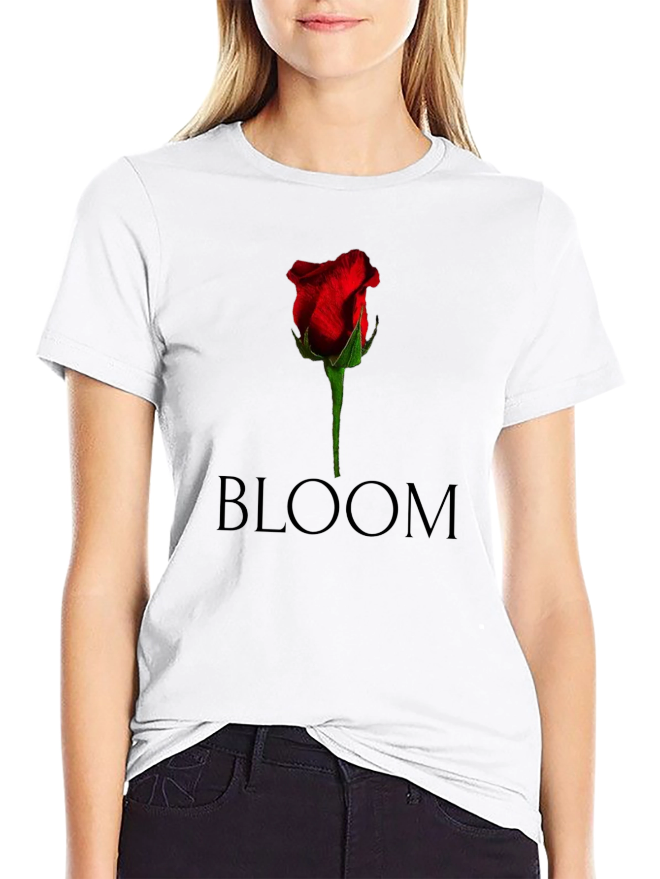 Black Bloom Rose Graphic Tee view 9
