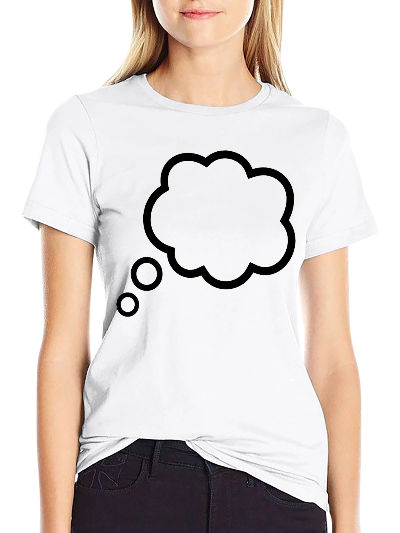 Black Men's Black T-Shirt with Thinking Cloud Design view 9