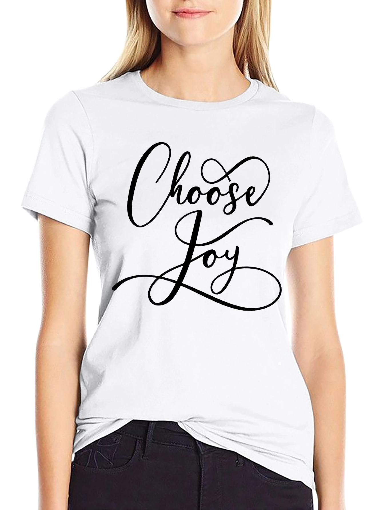 Black Choose Joy Graphic Tee - Soft Cotton Blend view 9