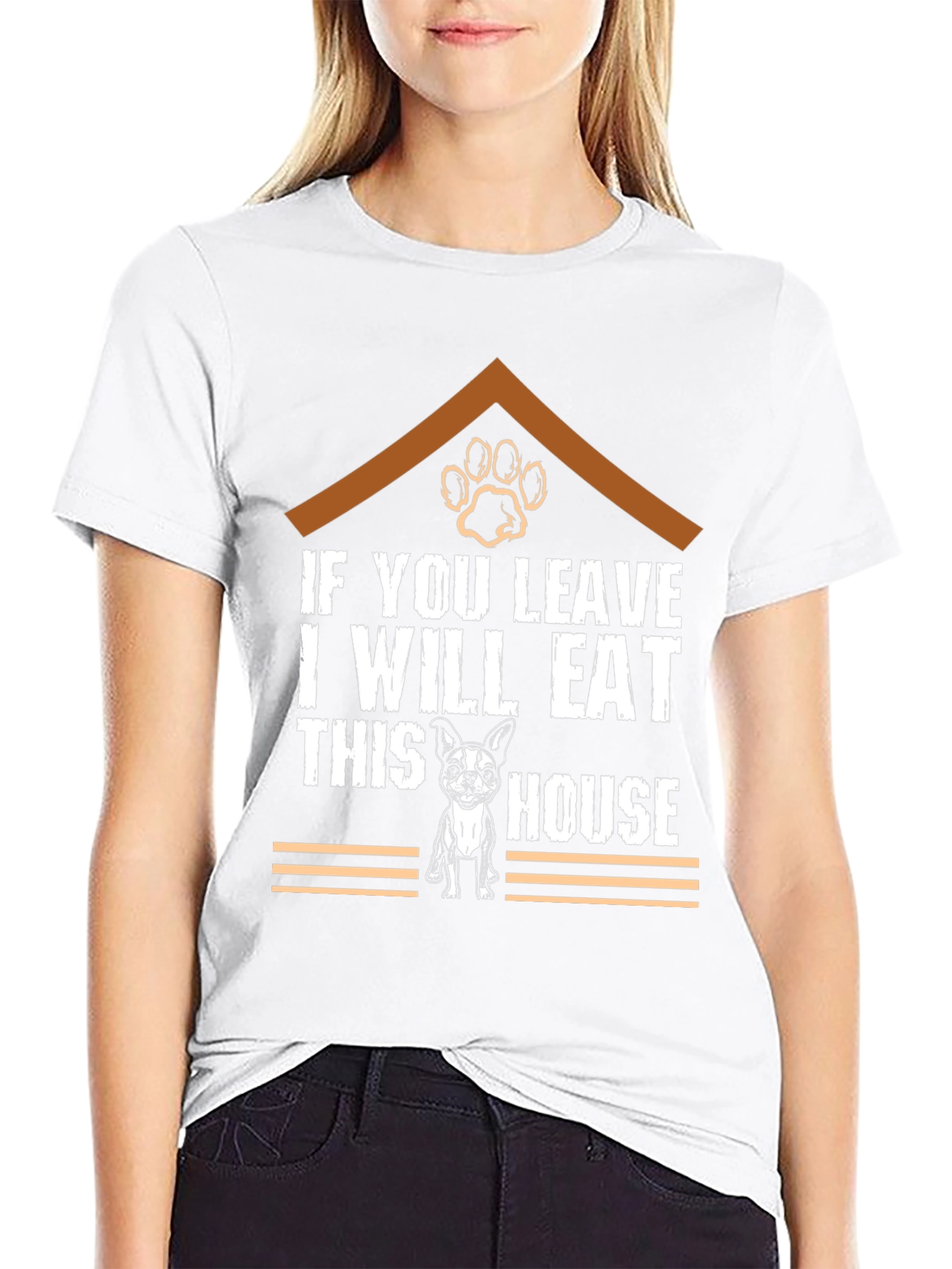 Black Funny Dog Eat House T-Shirt view 9