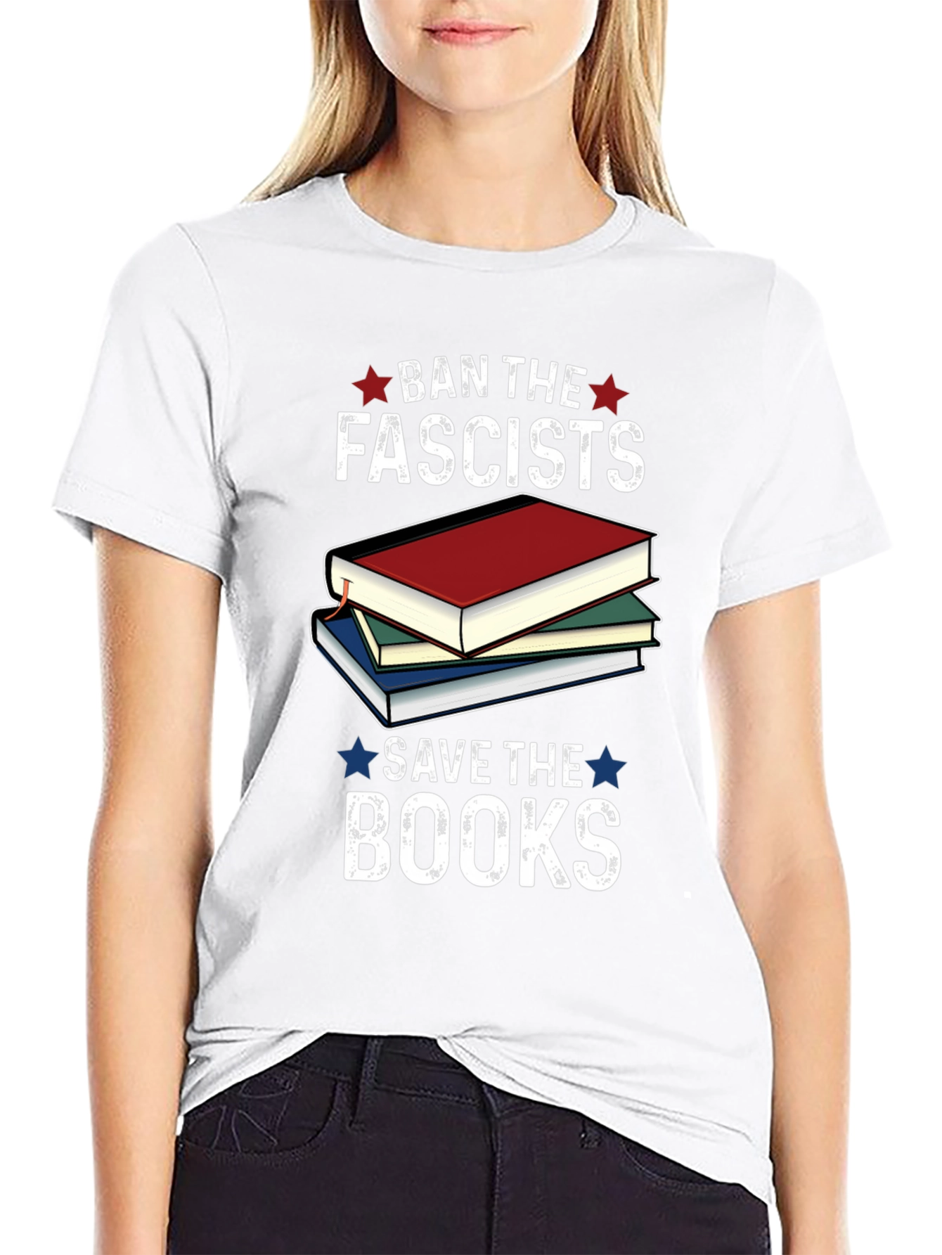 Black Ban the Fascists, Save the Books T-Shirt view 9