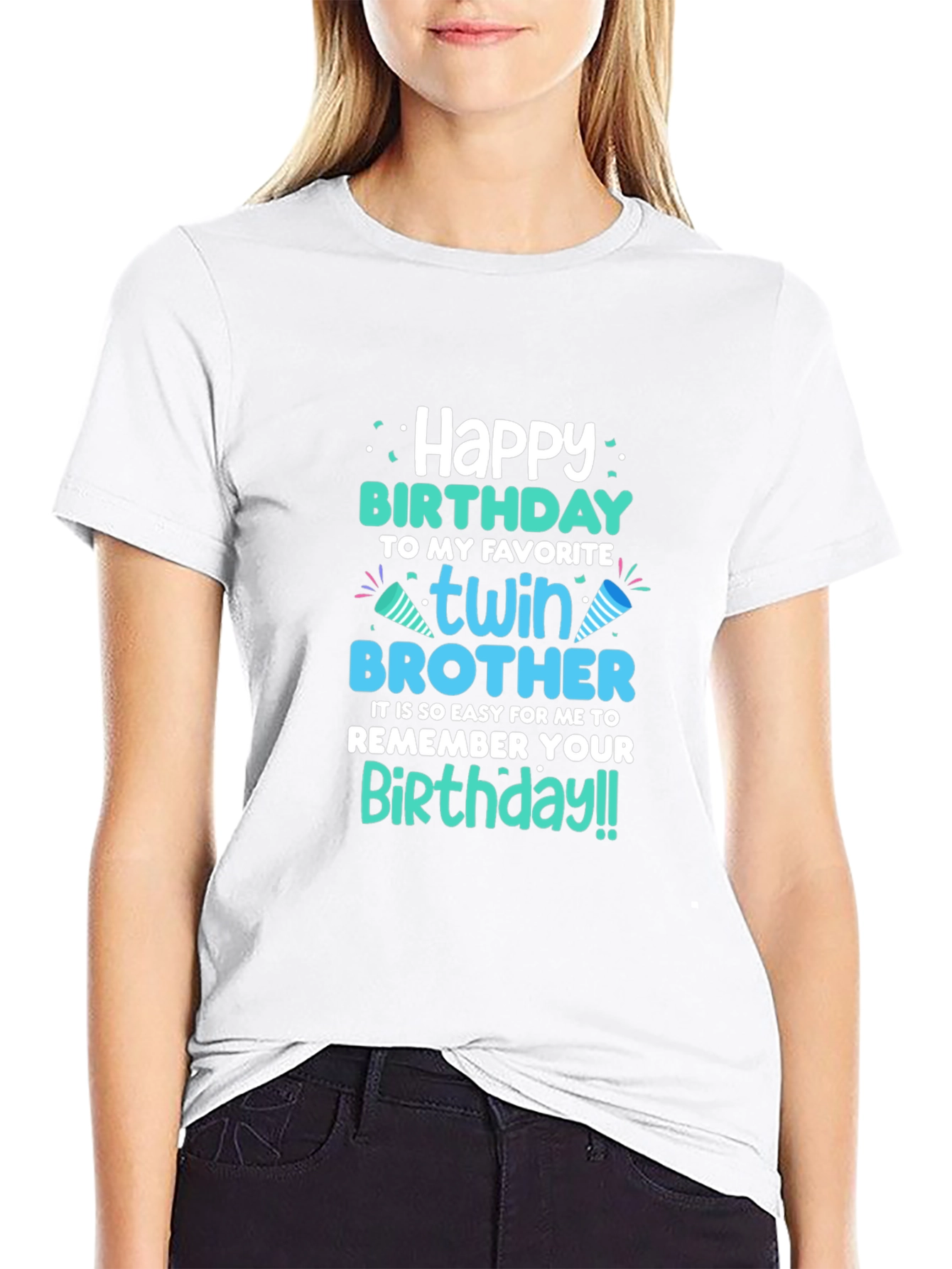 Black Twin Brother Birthday T-Shirt view 9