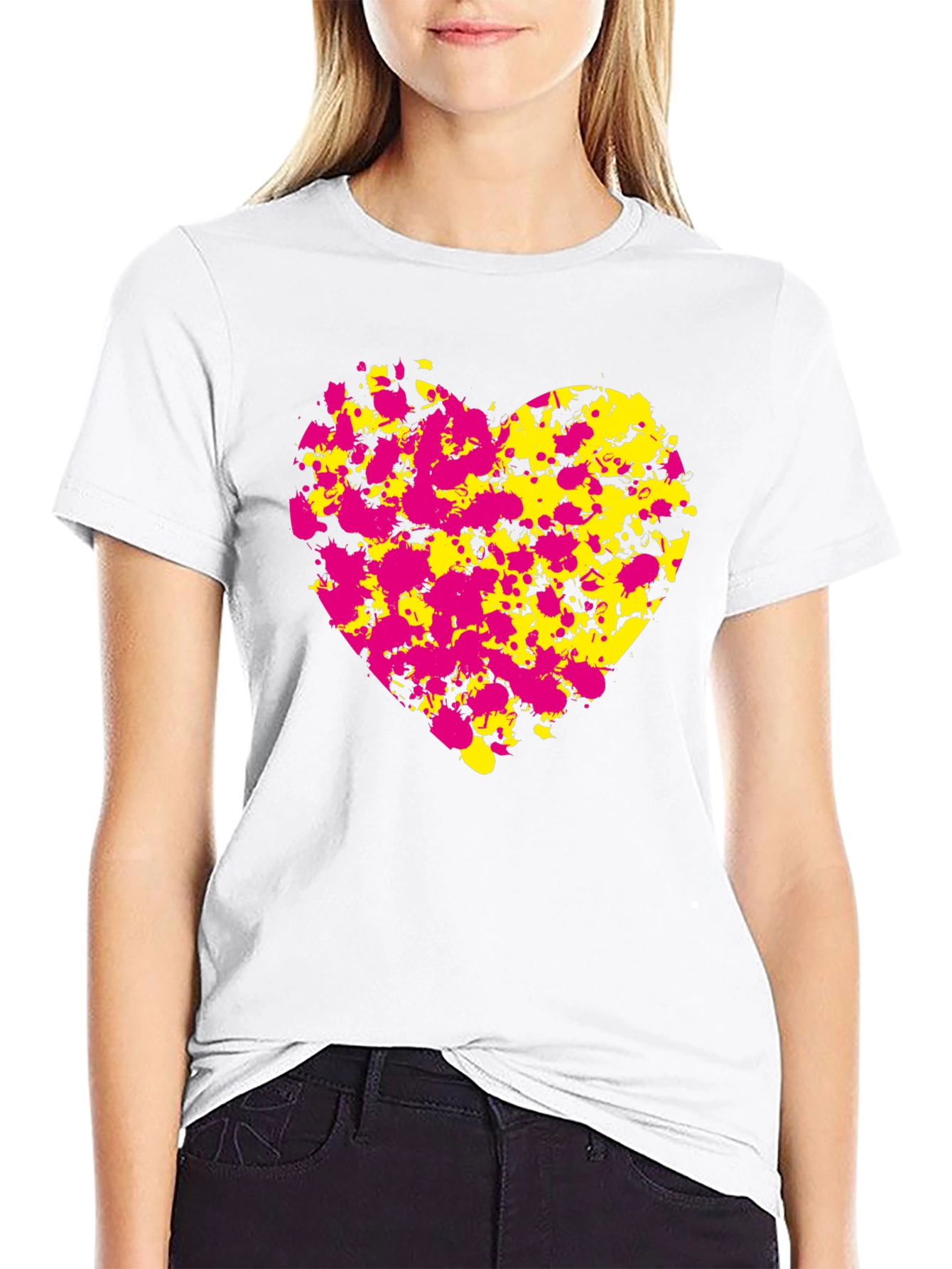 Black Abstract Heart Splatter T-Shirt - Black view 9