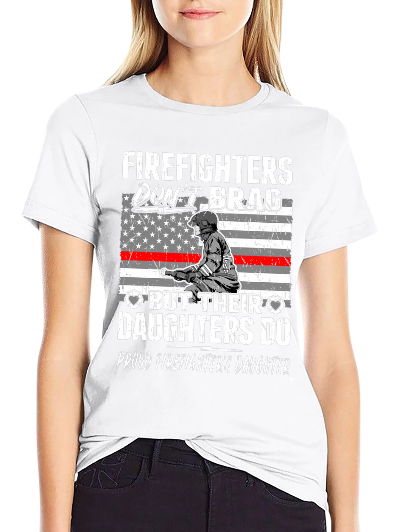 Black Firefighters Daughter Graphic Tee view 9