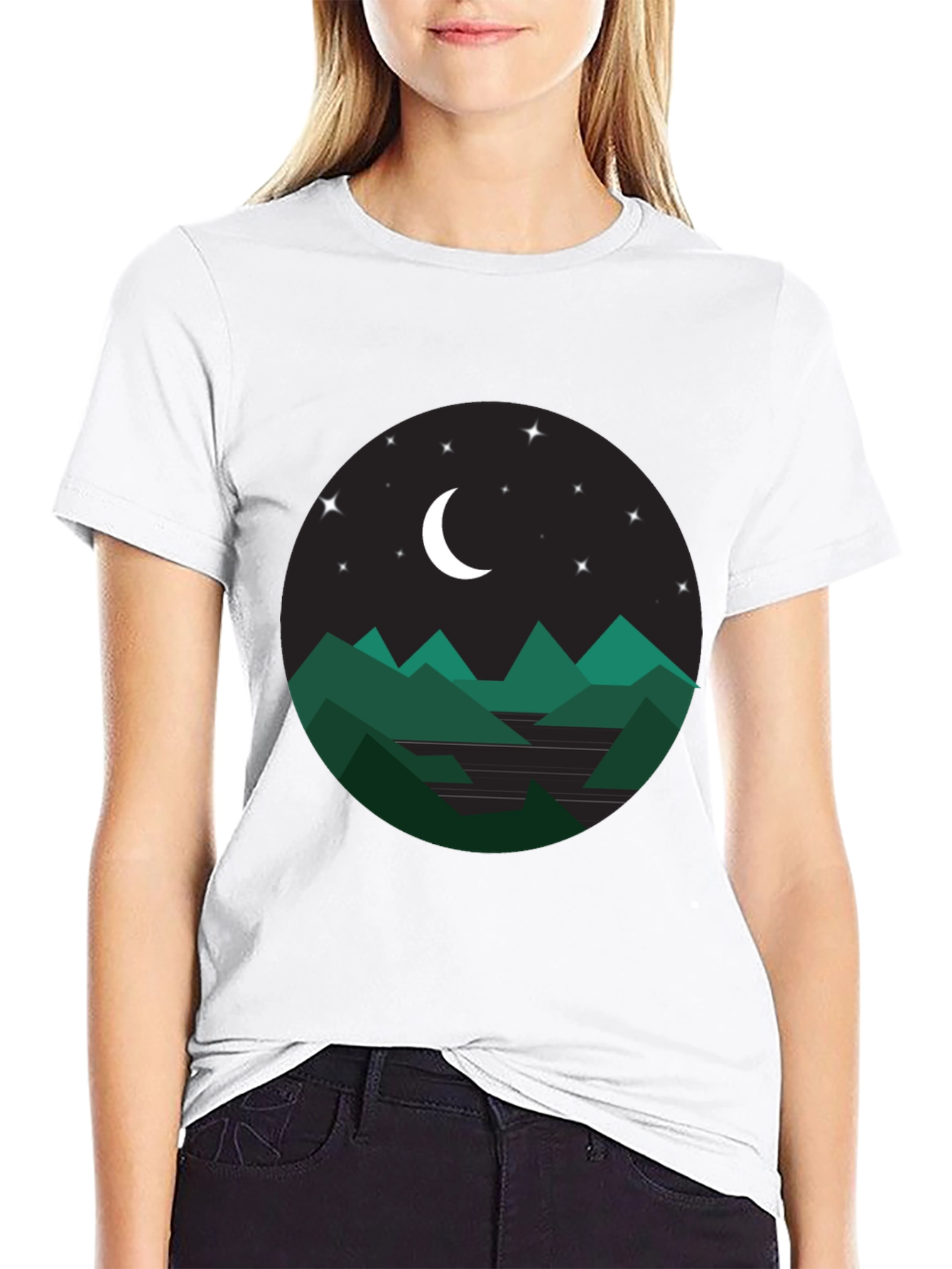 Black Nightscape Mountain T-Shirt - Stylish Graphic Tee view 9