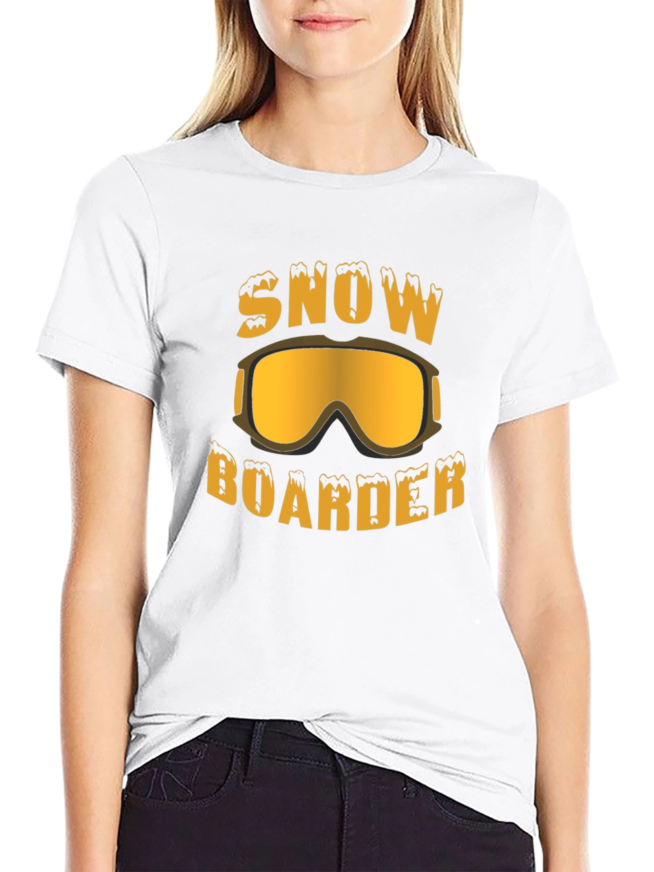 Black Snowboarder Graphic Tee - Black Cotton T-Shirt view 9