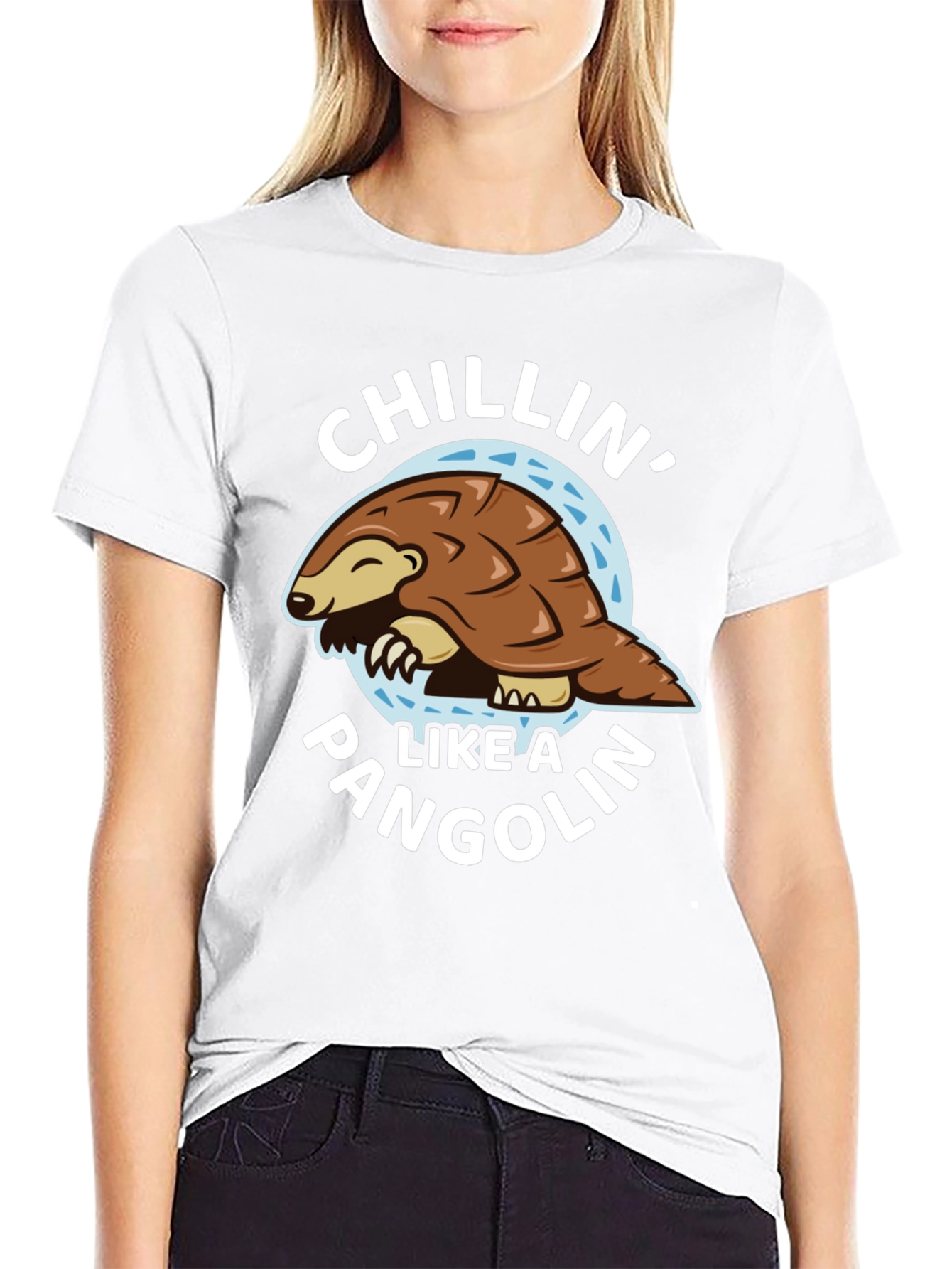 Black Chillin' Like a Pangolin Black T-Shirt view 9