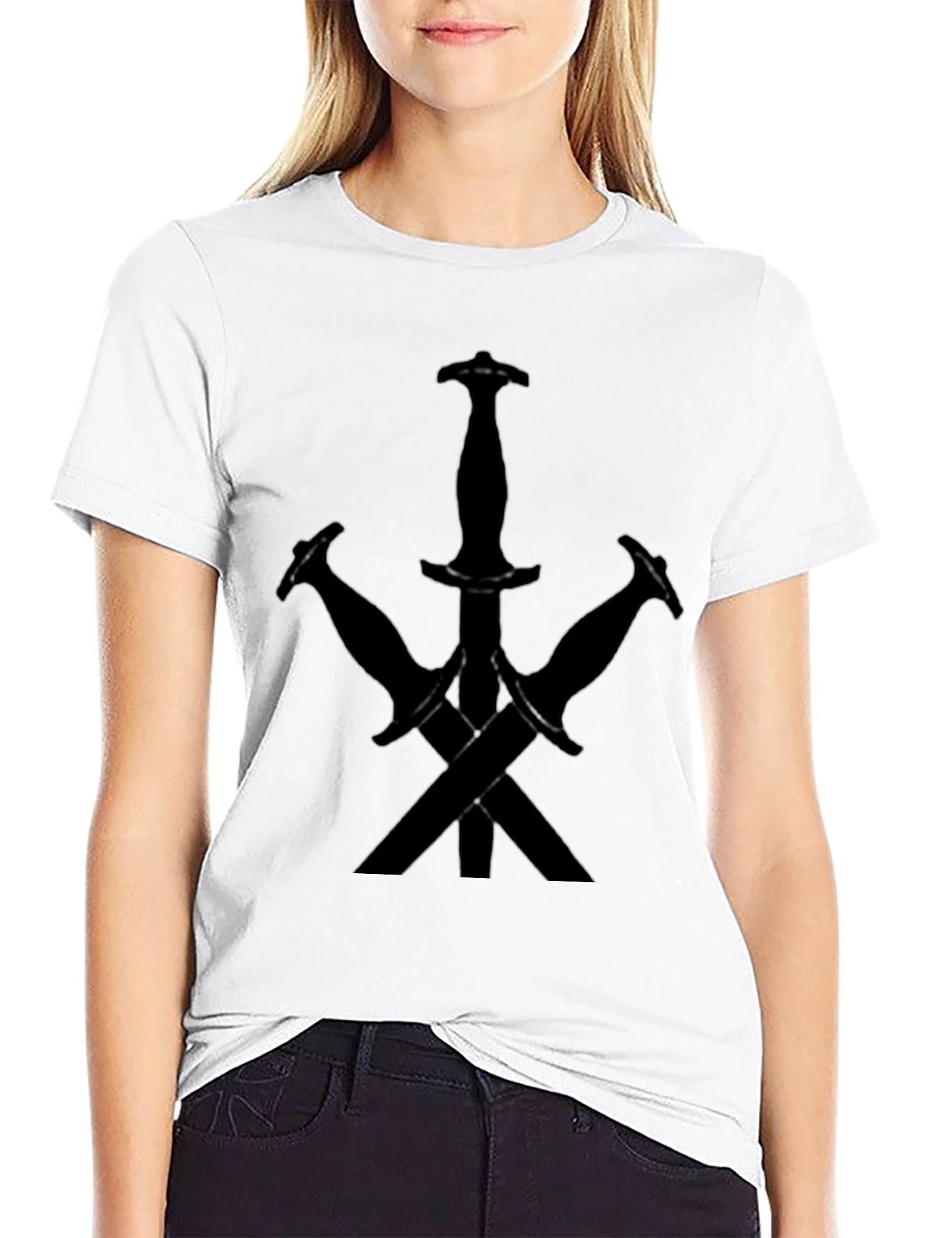 Black Men's Black T-Shirt - Dagger Graphic view 9