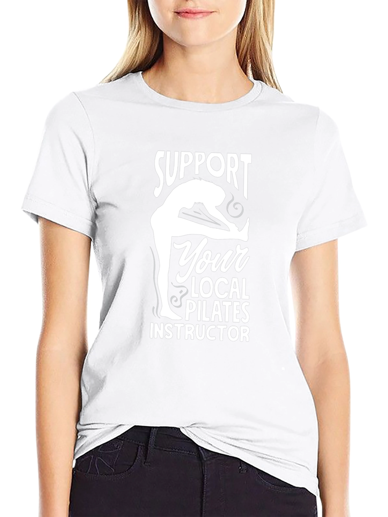 Black Support Your Local Pilates Instructor T-Shirt view 9