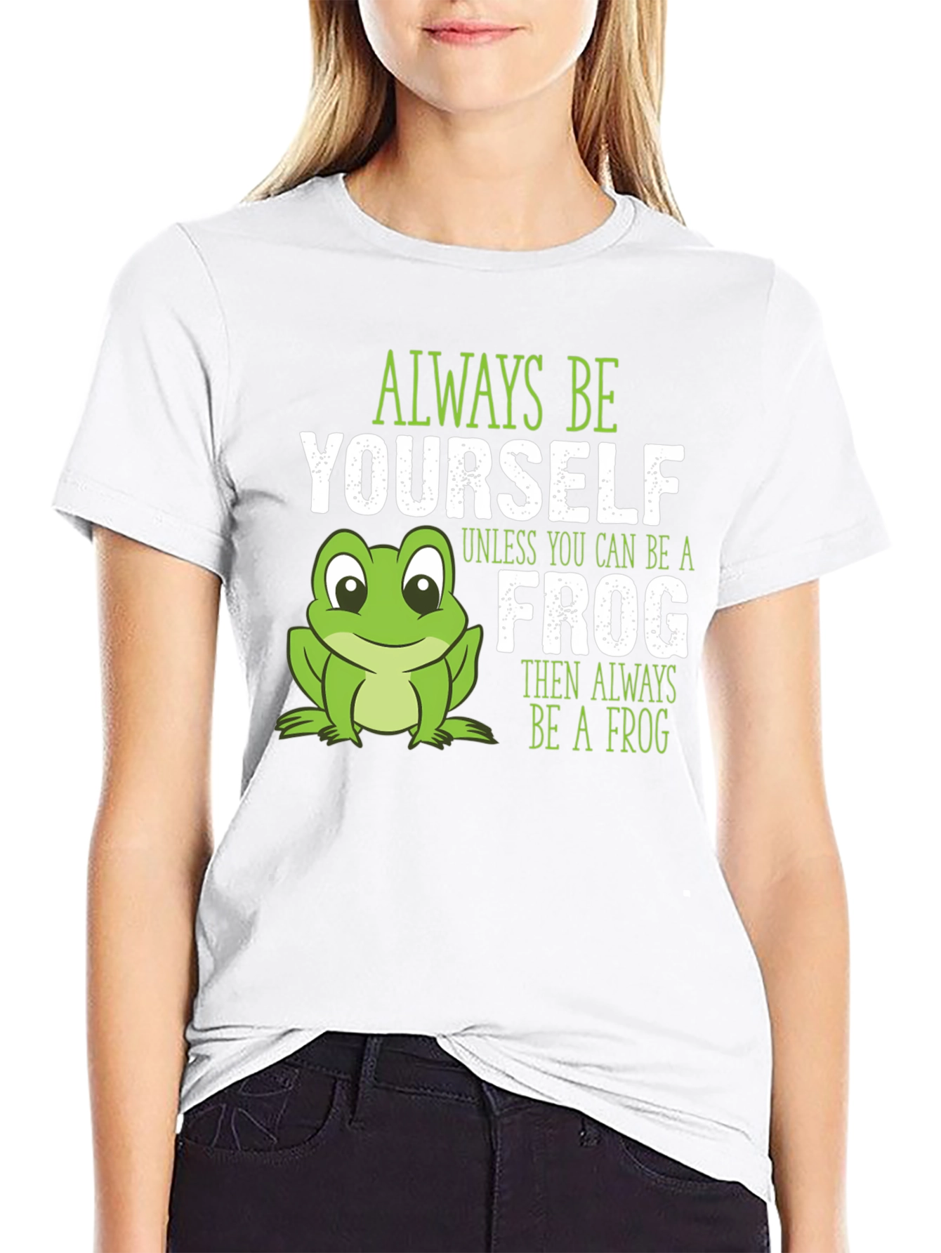Black Funny Frog Graphic Tee: Always Be Yourself T-Shirt view 9