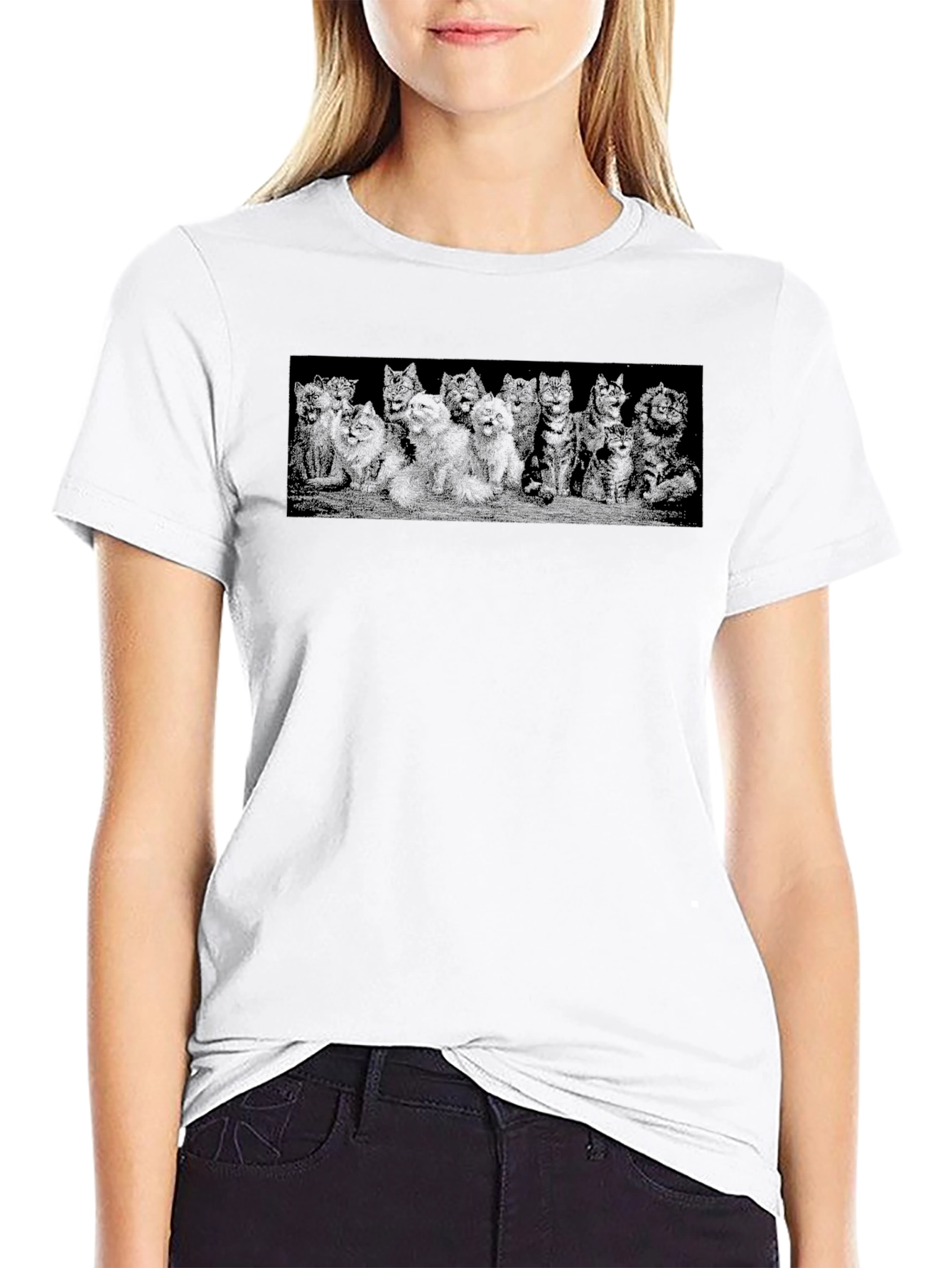 Men's Black Cat Portrait T-Shirt - 9