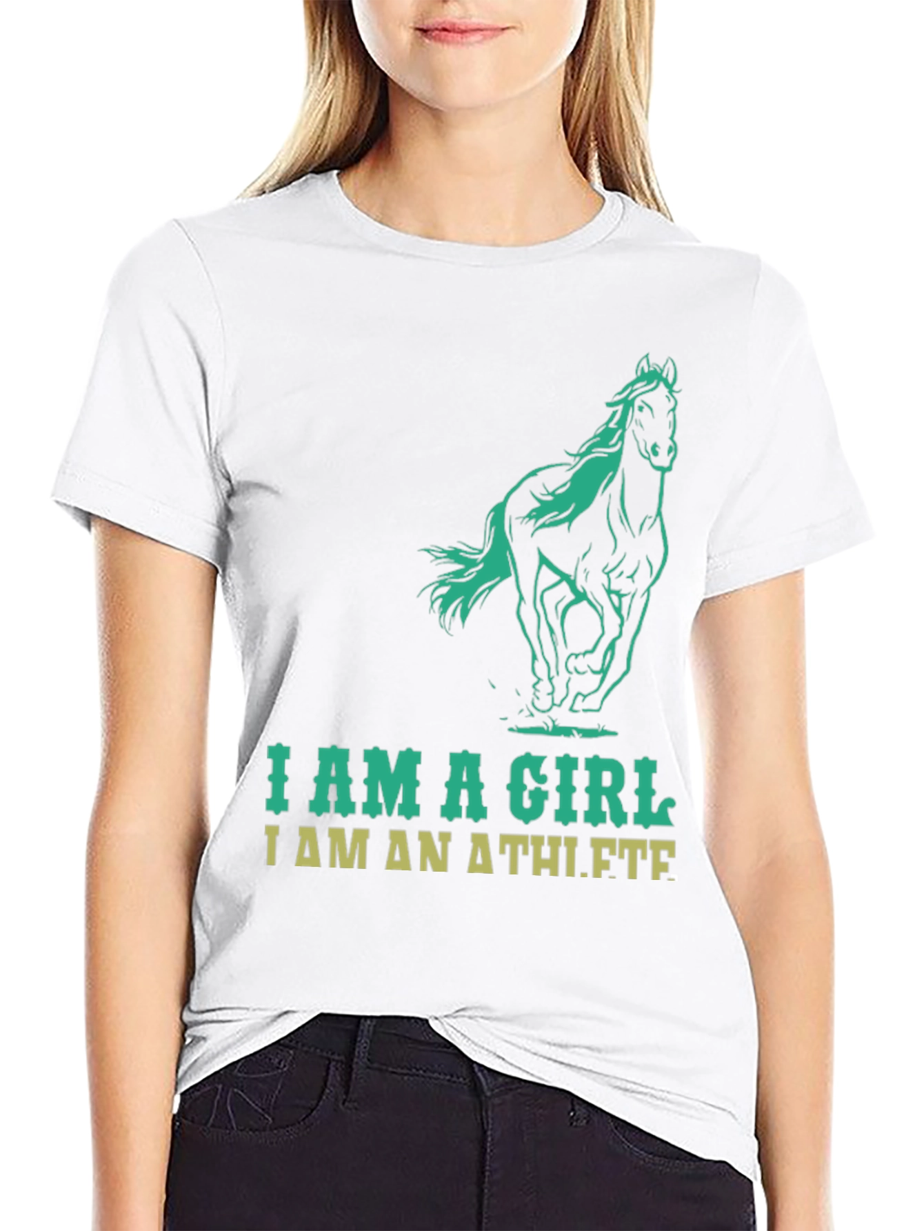 Black I Am A Girl I Am An Athlete T-Shirt view 9