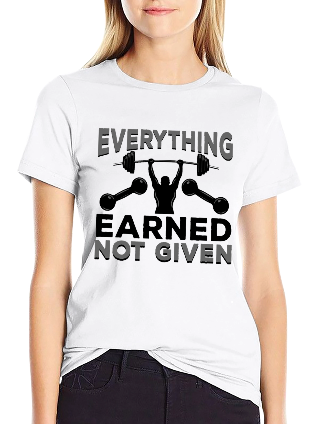 Black Earned Not Given Weightlifting Graphic T-Shirt view 9