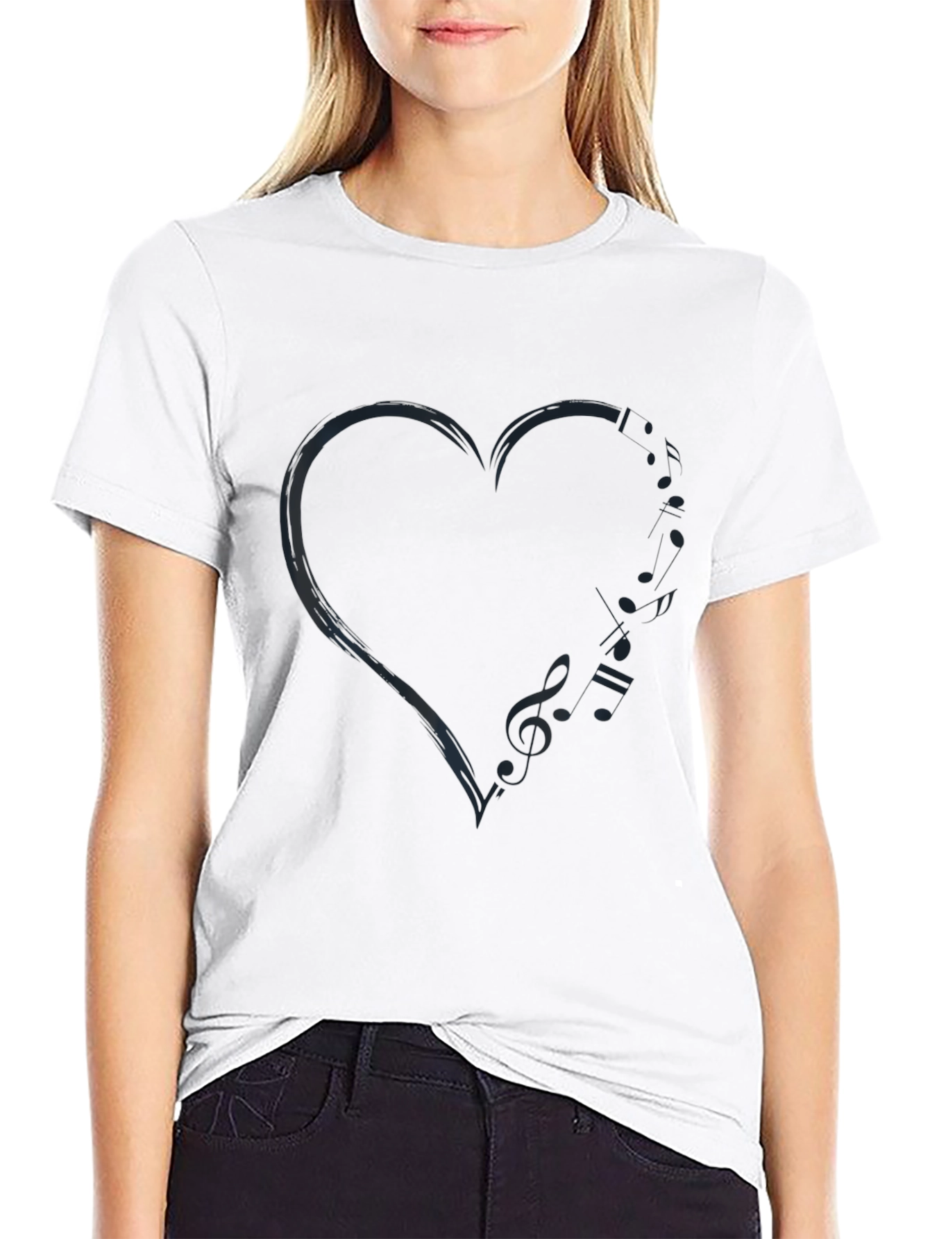 Black Heart Music Note T-Shirt - Stylish Men's Tee view 9