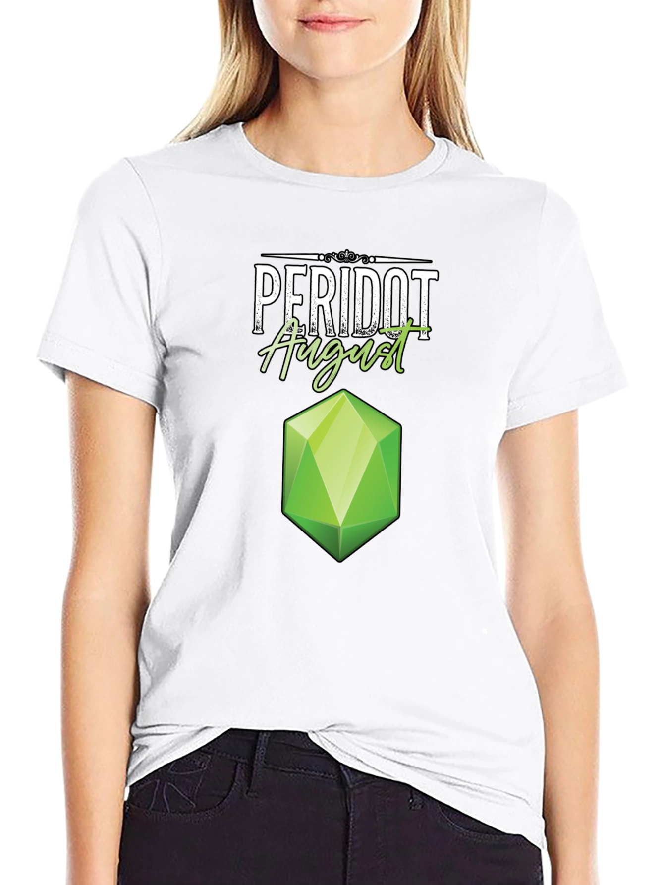 Black Peridot August Gemstone T-Shirt view 9
