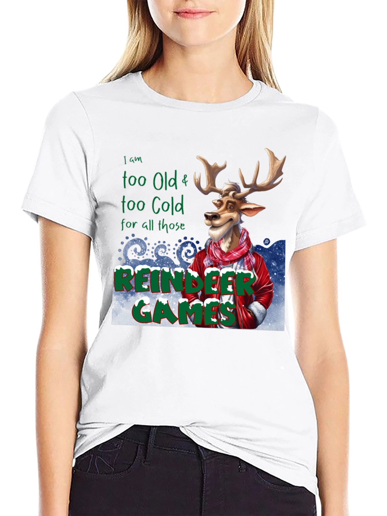 Black Funny Reindeer Games Graphic Tee view 9