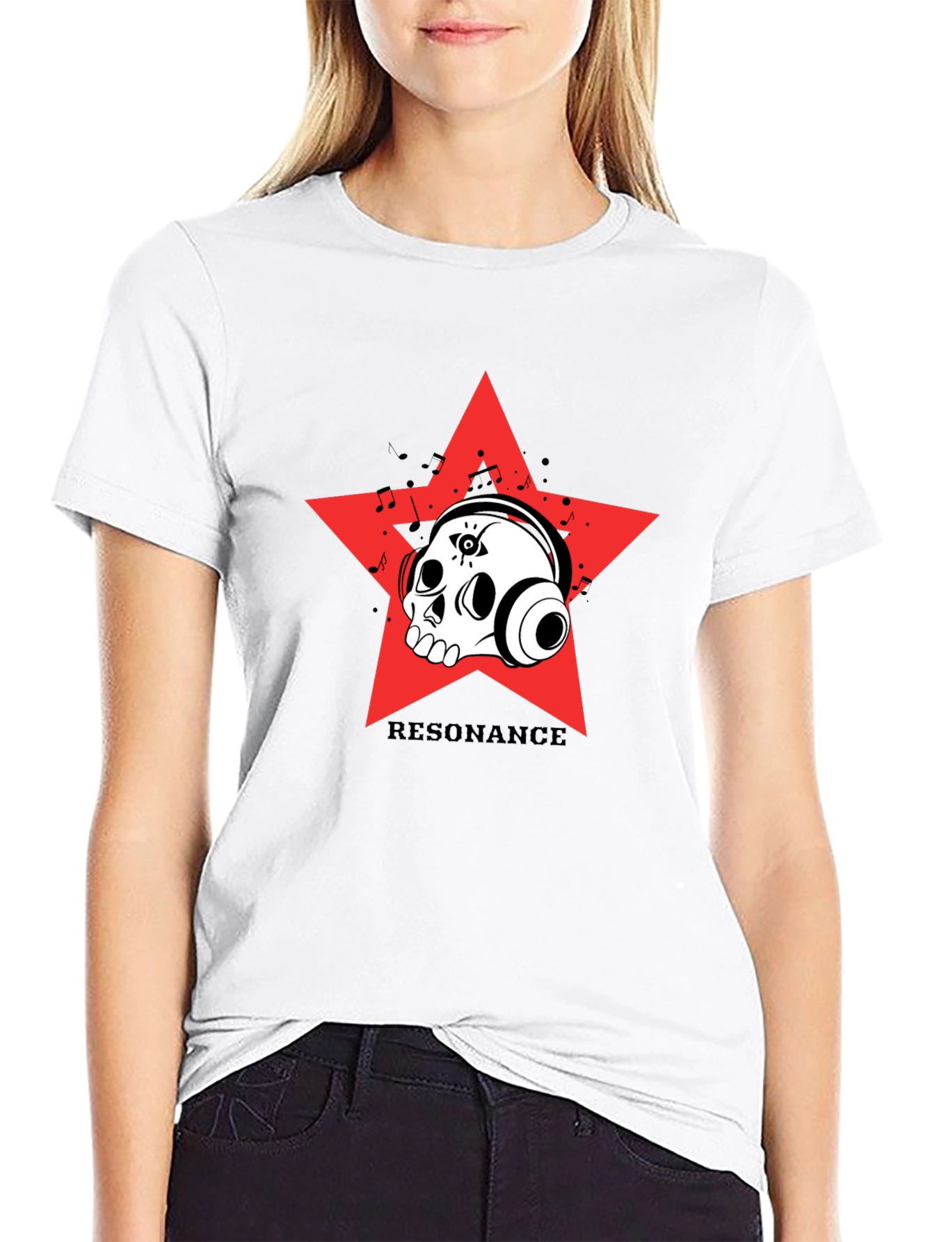 Black Resonance Skull Star Graphic Black T-Shirt view 9