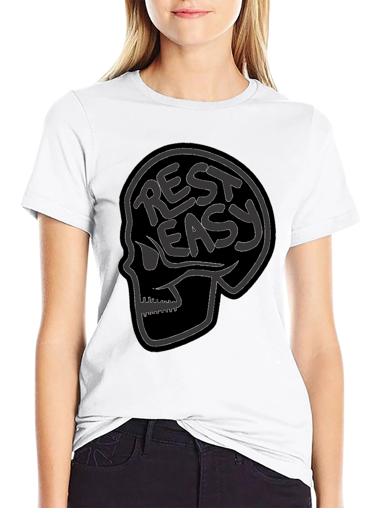Black Rest Easy Skull Graphic Tee - Black view 9