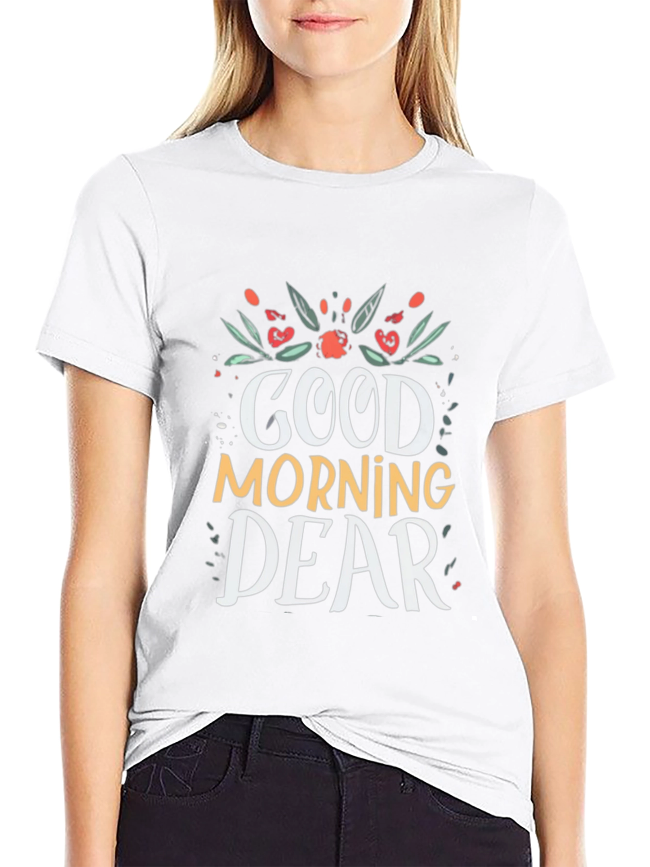 Black Good Morning Dear Black T-Shirt view 9