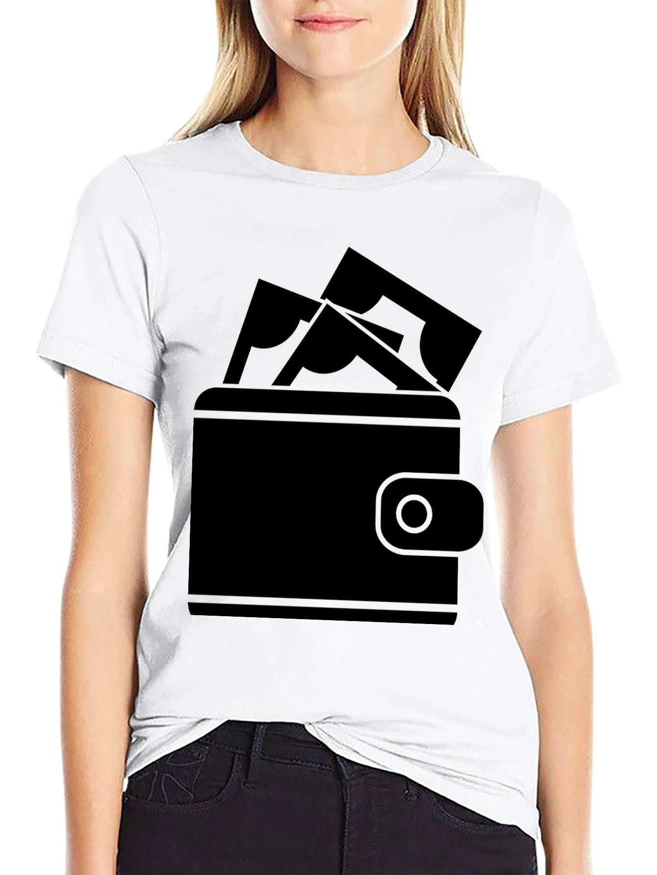Black Money Wallet Graphic Tee - Black view 9