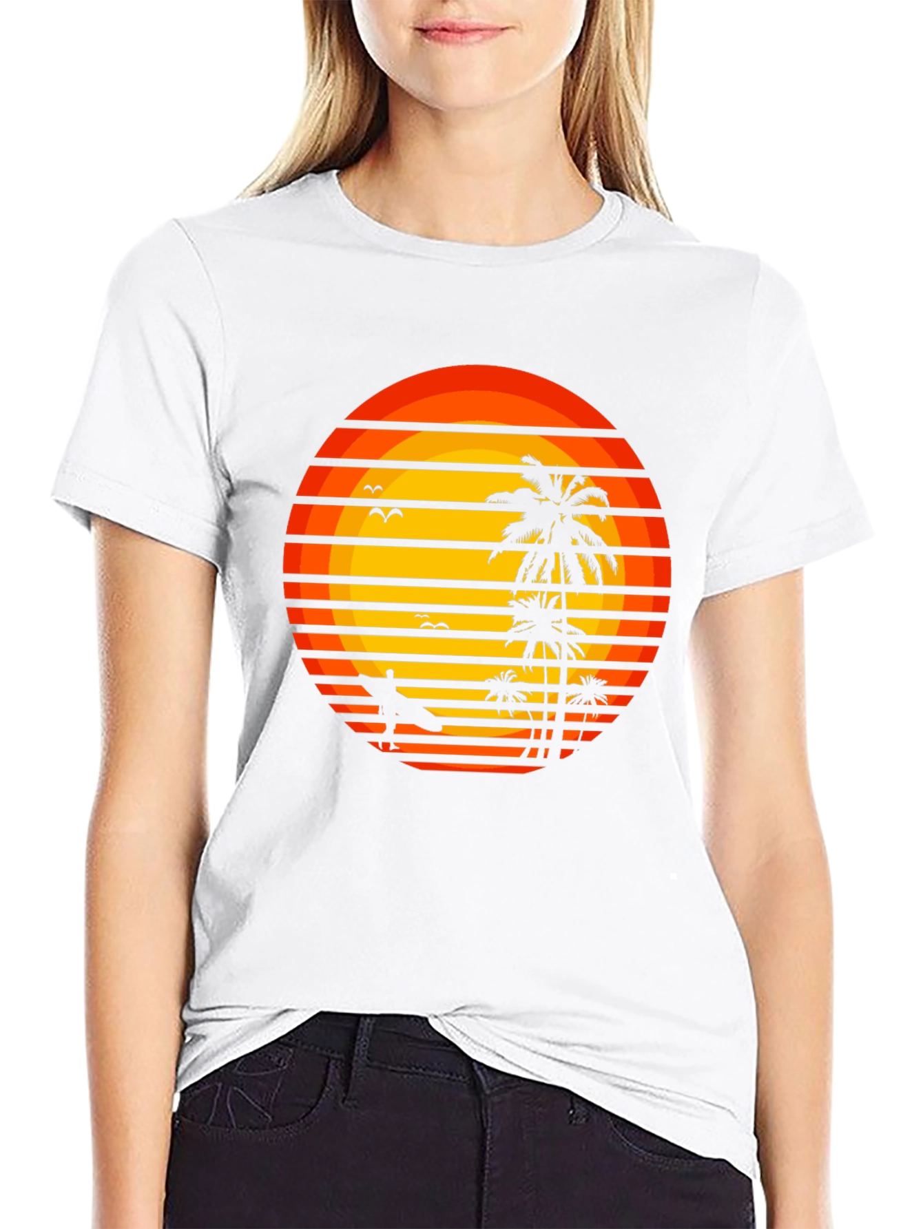 Black Retro Sunset Surfer T-Shirt view 9