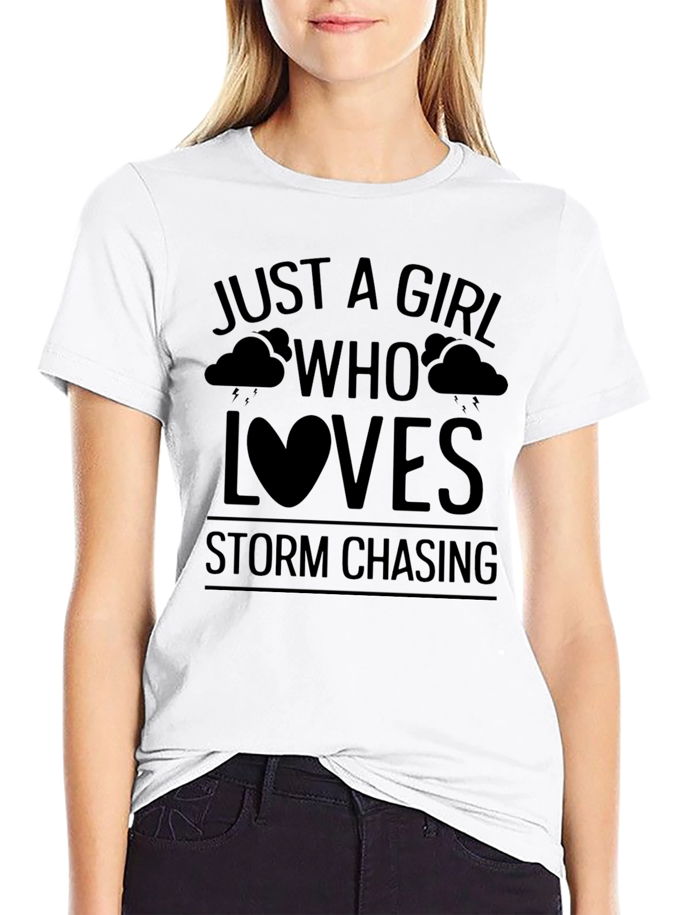 Black Storm Chaser T-Shirt - Girl Who Loves Storms view 9