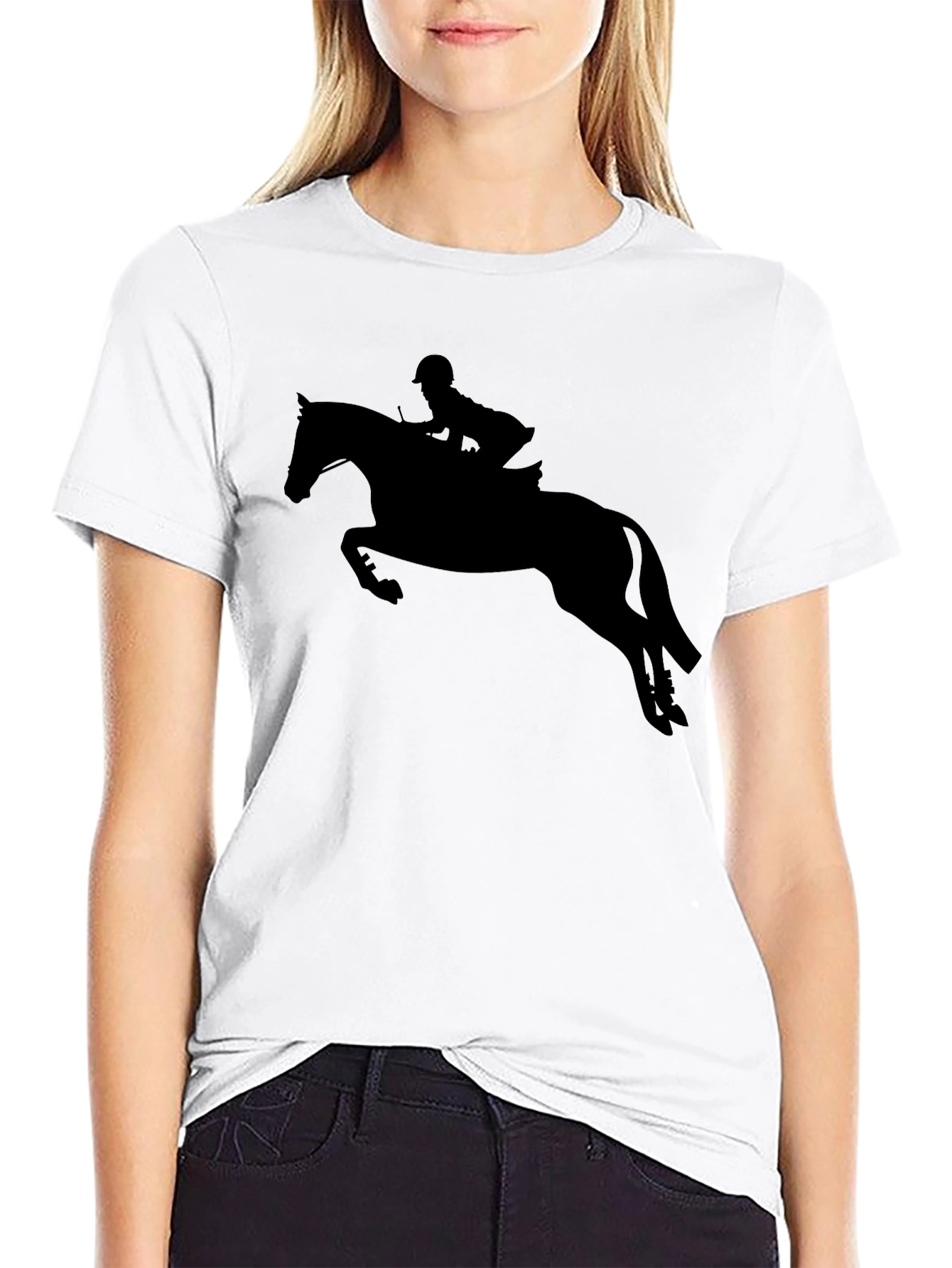 Black Equestrian Silhouette Black T-Shirt view 9