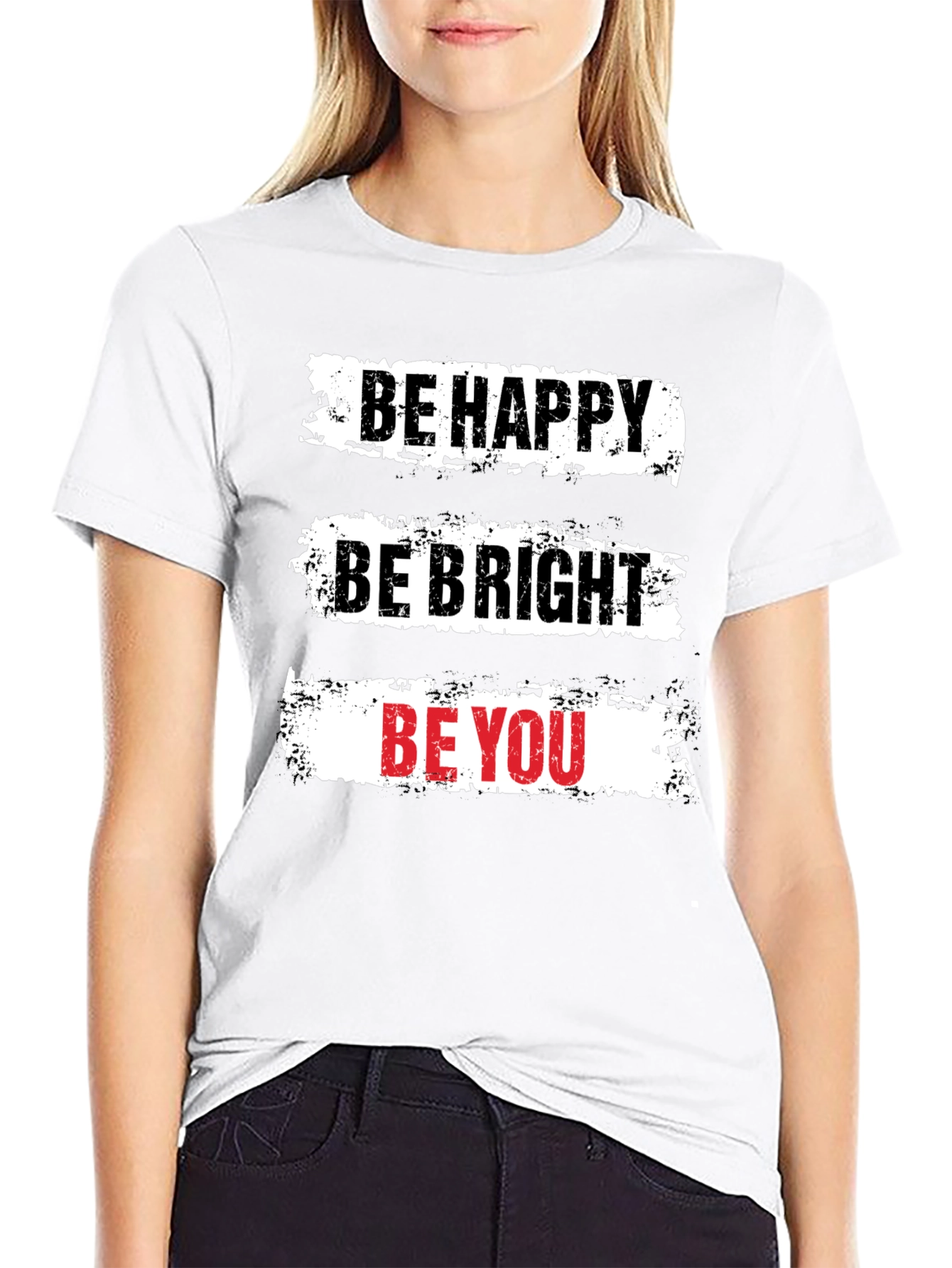 Black Be Happy T-Shirt - Motivational Graphic Tee view 9